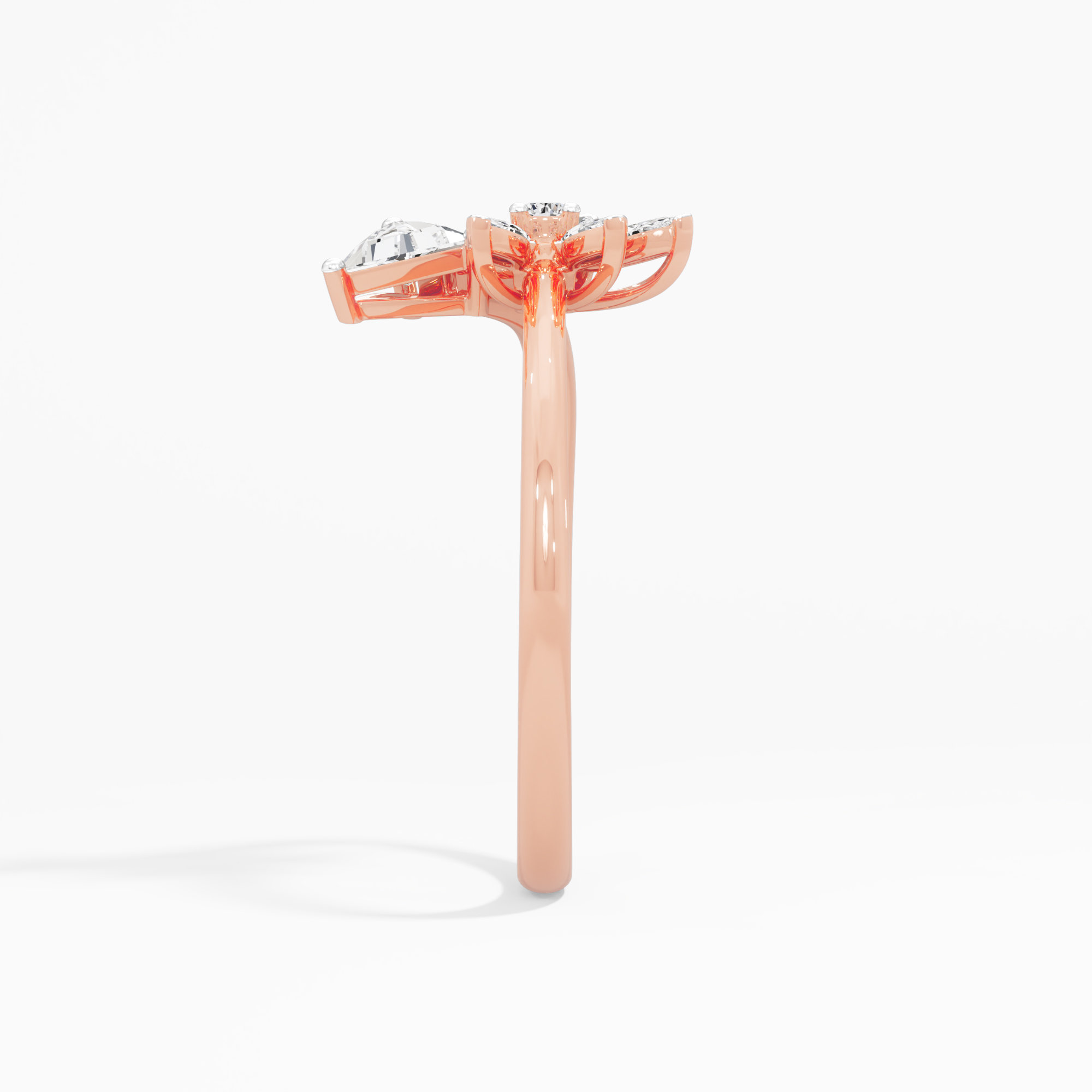 Stellar Embrace Bypass Ring in 9KT Rose Gold (Diamond Quality: FG-VVS VS)