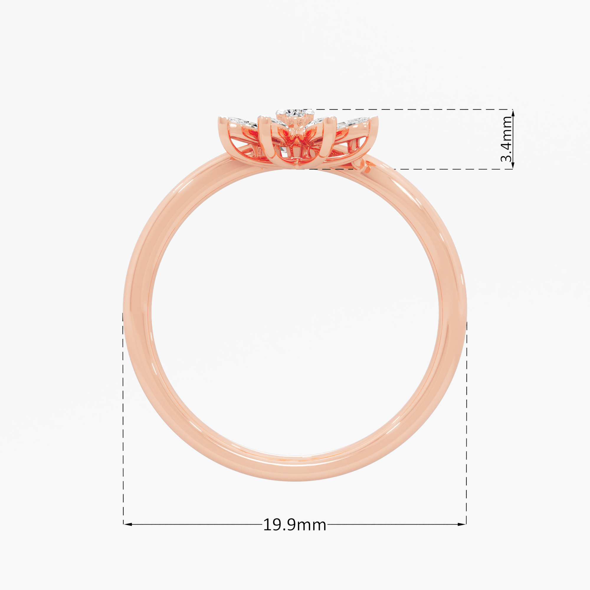 Stellar Embrace Bypass Ring in 9KT Rose Gold (Diamond Quality: FG-VVS VS)
