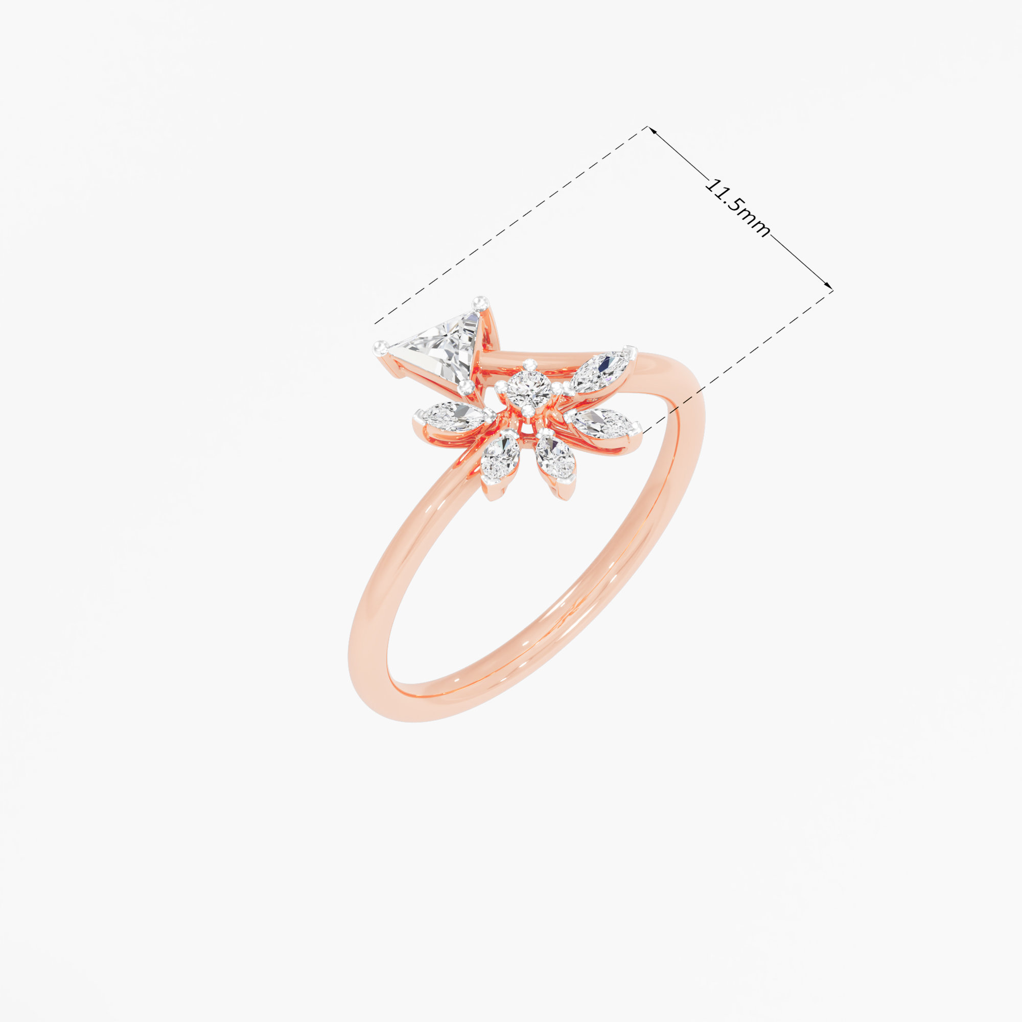 Stellar Embrace Bypass Ring in 9KT Rose Gold (Diamond Quality: FG-VVS VS)