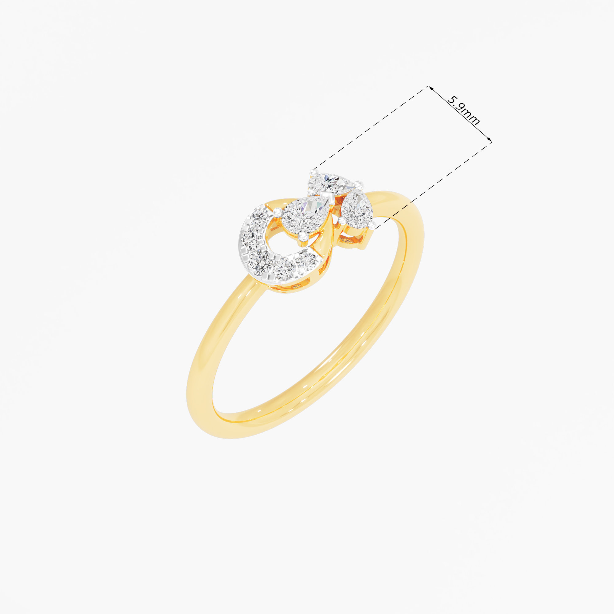 Luna Glow Diamond Ring in 9KT Yellow Gold (Diamond Quality: FG-VVS VS)