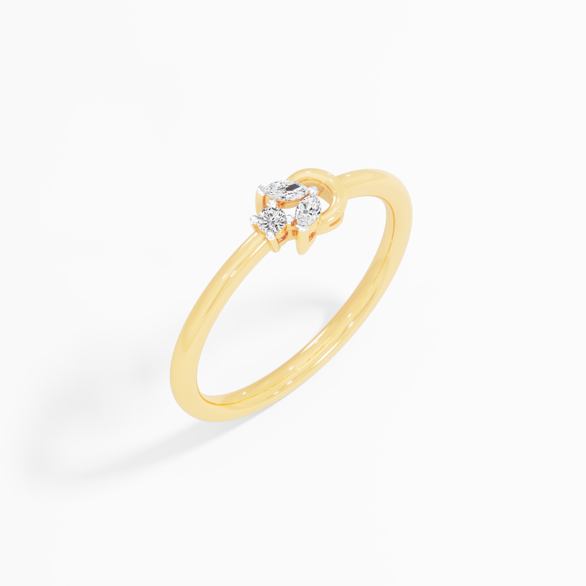 Graceful Swirl Bypass Ring in 9KT Yellow Gold (Diamond Quality: FG-VVS VS)