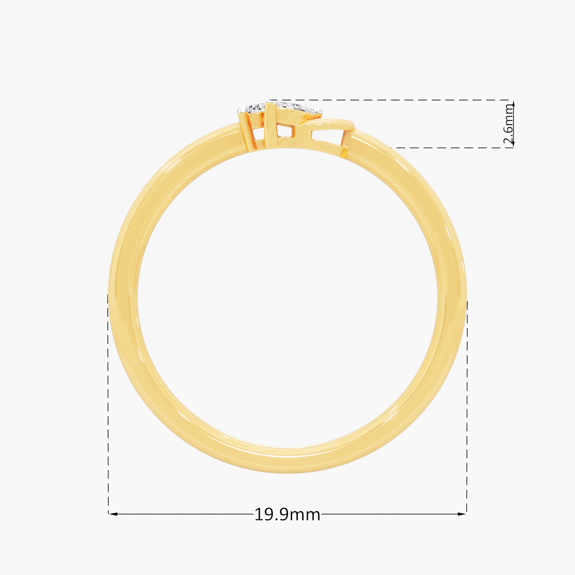 Graceful Swirl Bypass Ring in 9KT Yellow Gold (Diamond Quality: FG-VVS VS)
