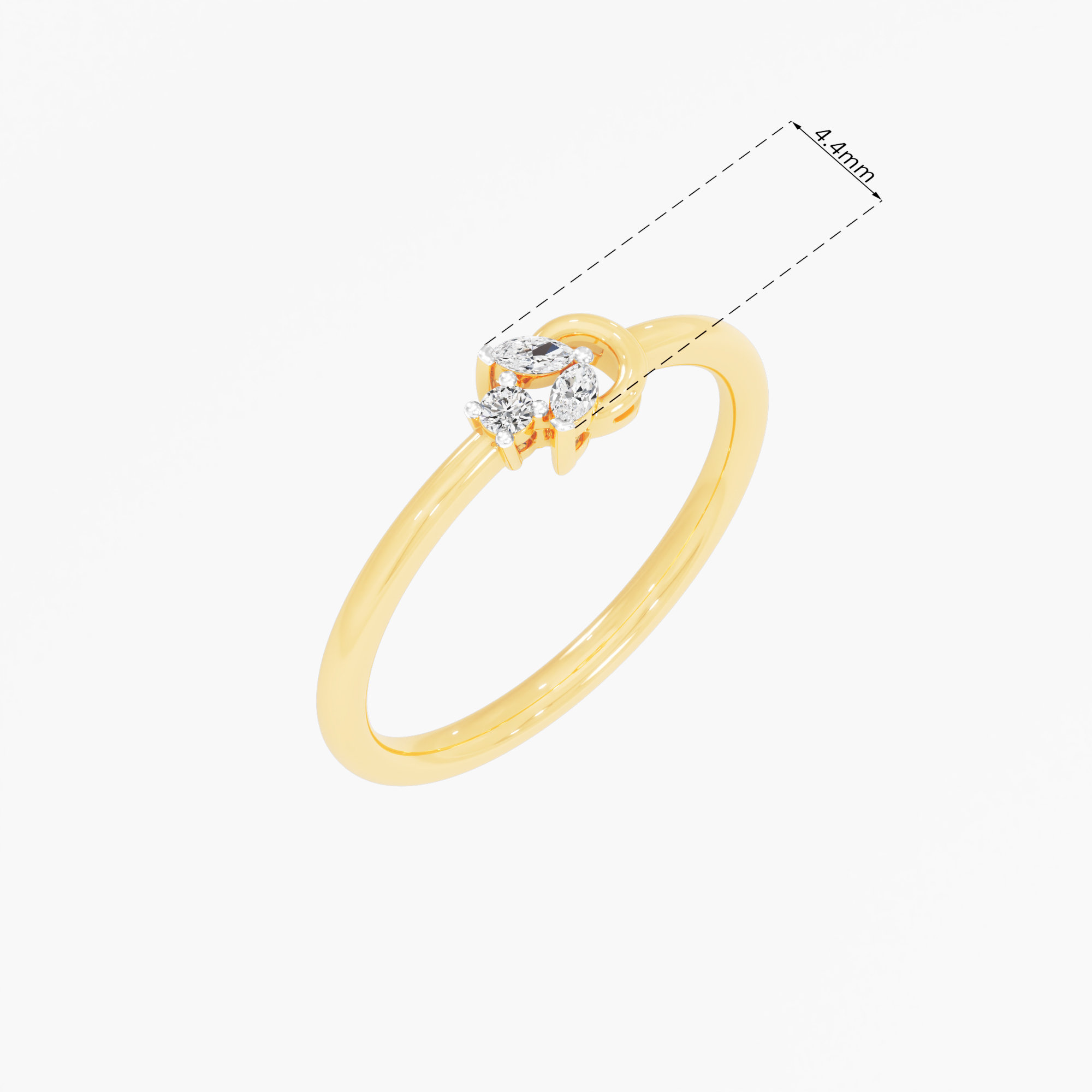 Graceful Swirl Bypass Ring in 9KT Yellow Gold (Diamond Quality: FG-VVS VS)