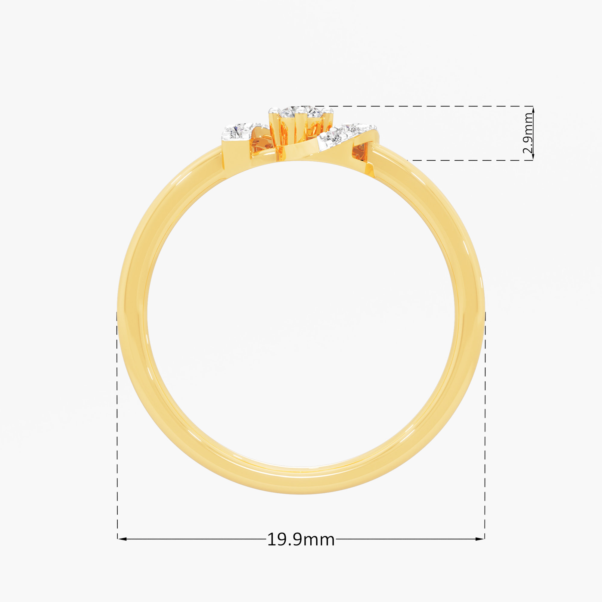 Celestial Curve Halos Ring in 9KT Yellow Gold (Diamond Quality: FG-VVS VS)