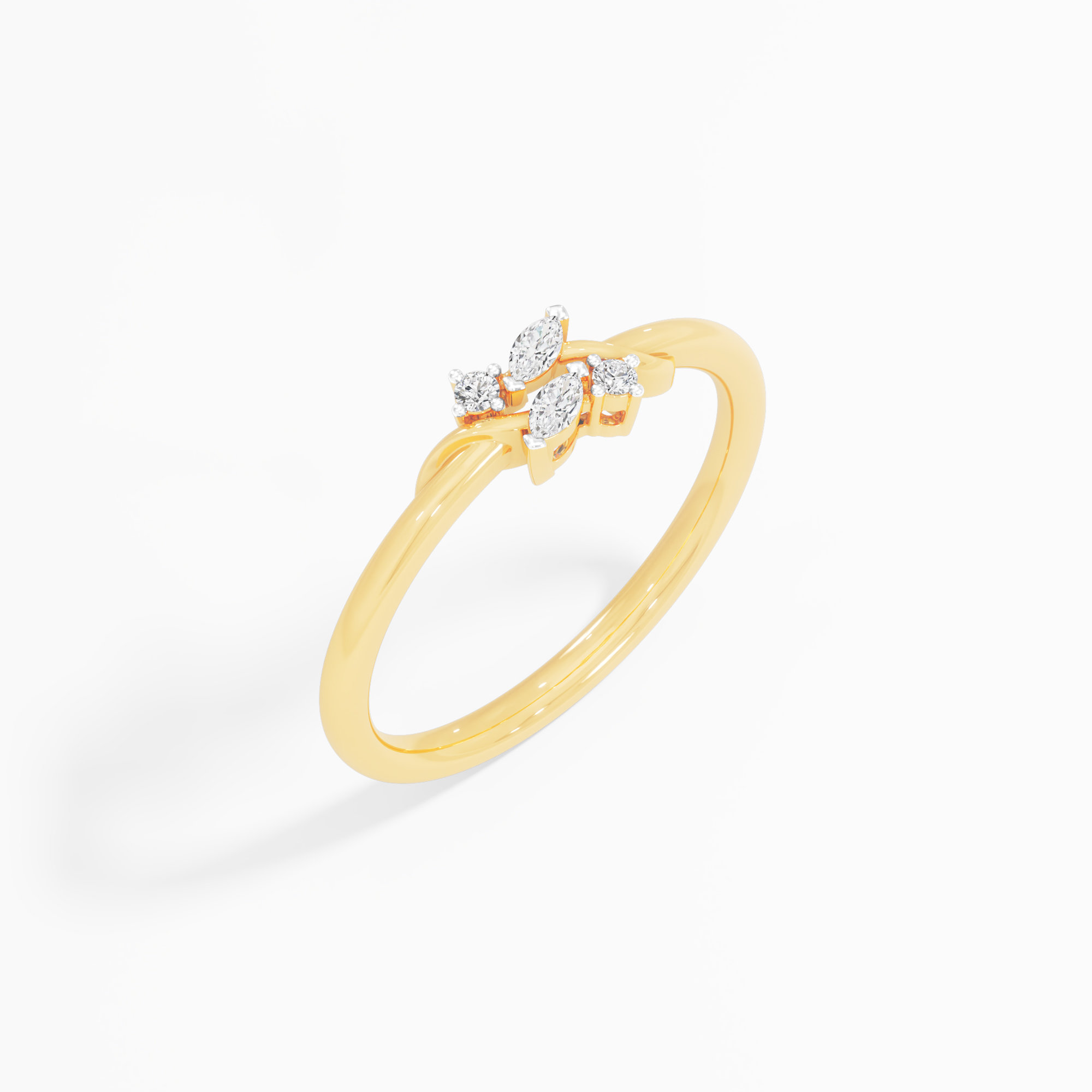 Whispered Petals Bypass Ring in 9KT Yellow Gold (Diamond Quality: FG-VVS VS)