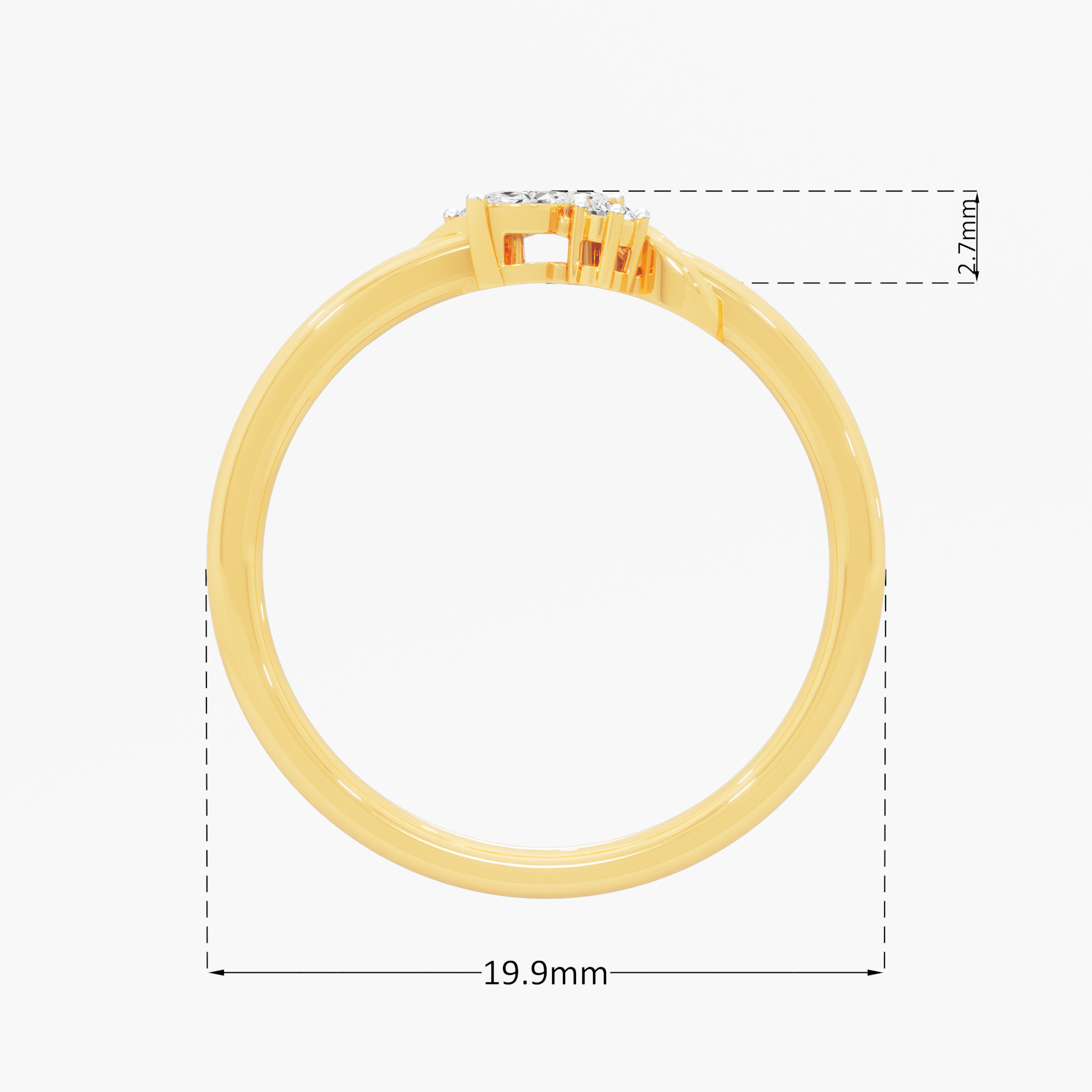 Whispered Petals Bypass Ring in 9KT Yellow Gold (Diamond Quality: FG-VVS VS)