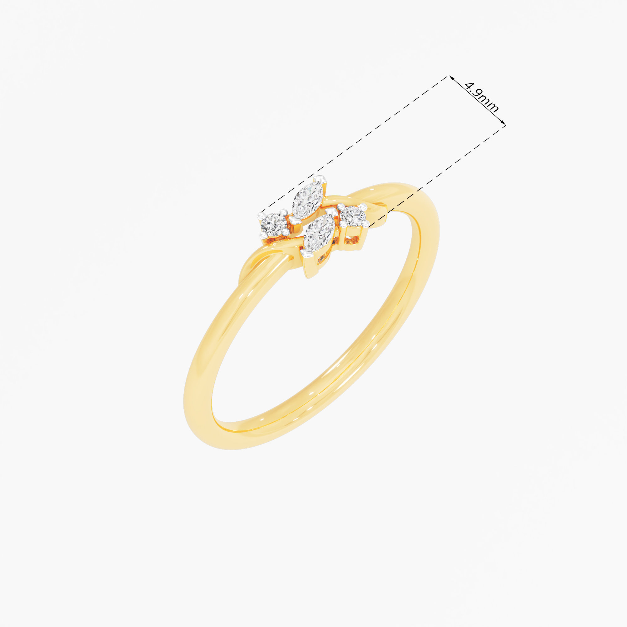 Whispered Petals Bypass Ring in 9KT Yellow Gold (Diamond Quality: FG-VVS VS)