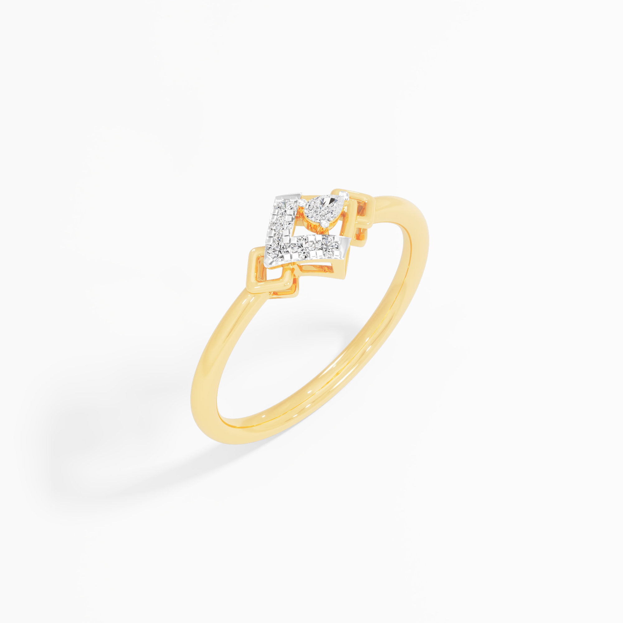 Azure Bloom Bypass Ring in 9KT Yellow Gold (Diamond Quality: EF-VVS VS)