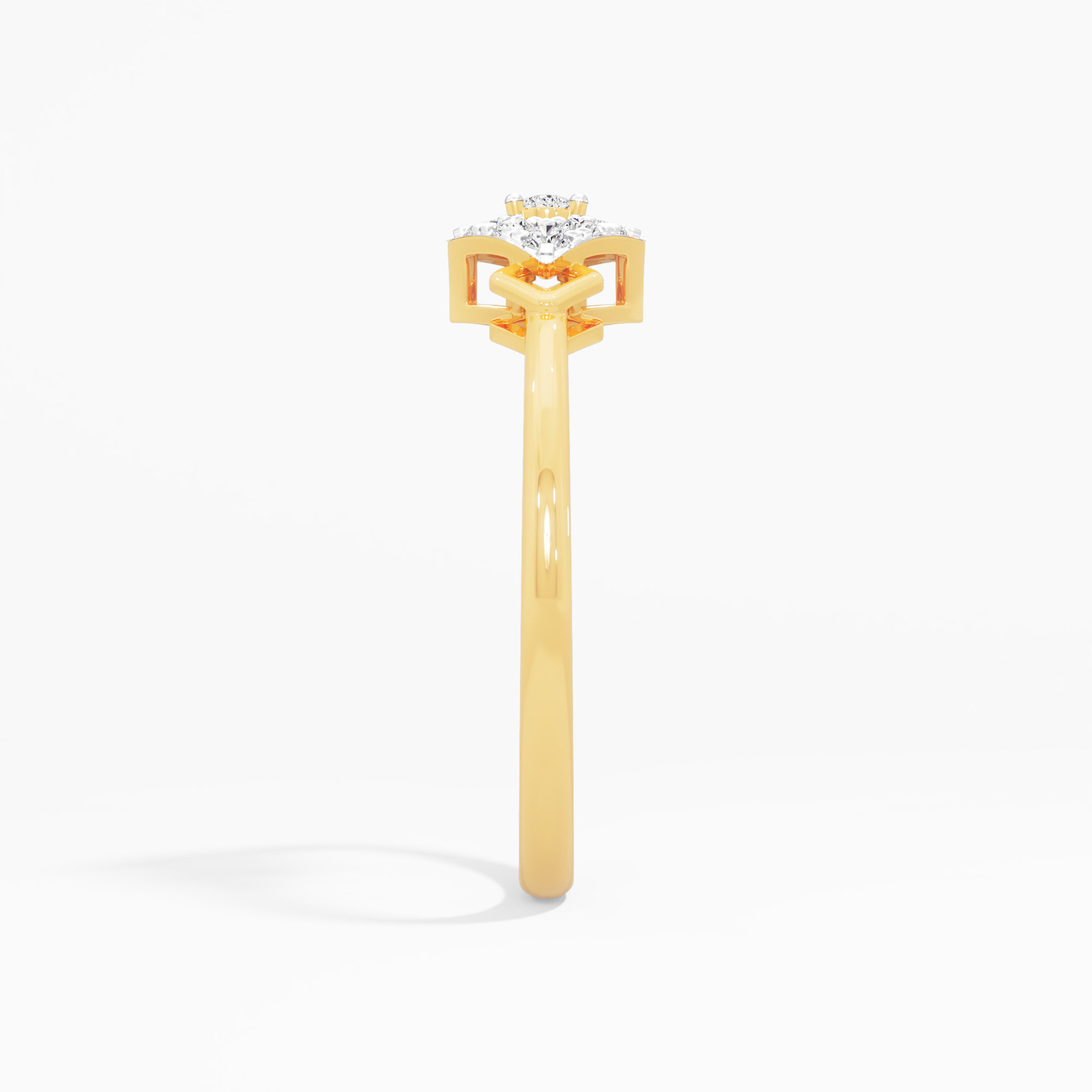 Azure Bloom Bypass Ring in 9KT Yellow Gold (Diamond Quality: EF-VVS VS)
