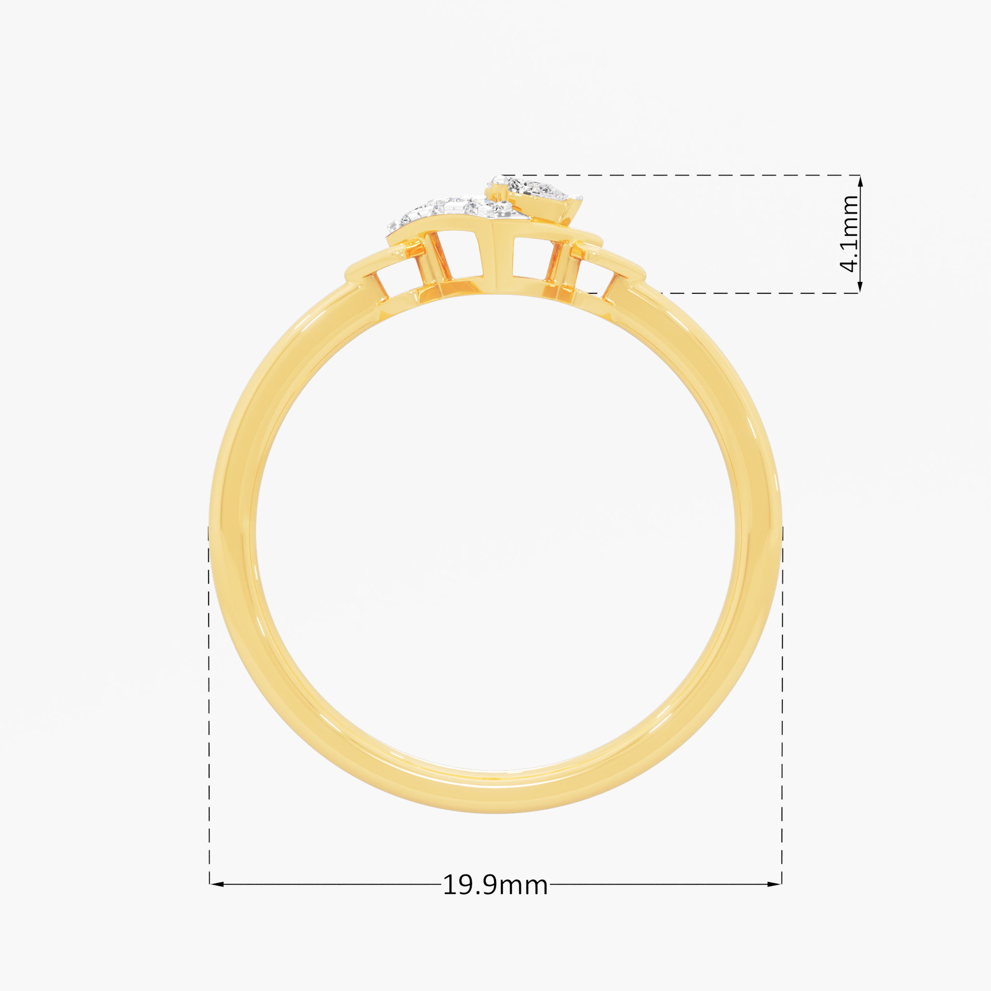 Azure Bloom Bypass Ring in 9KT Yellow Gold (Diamond Quality: EF-VVS VS)