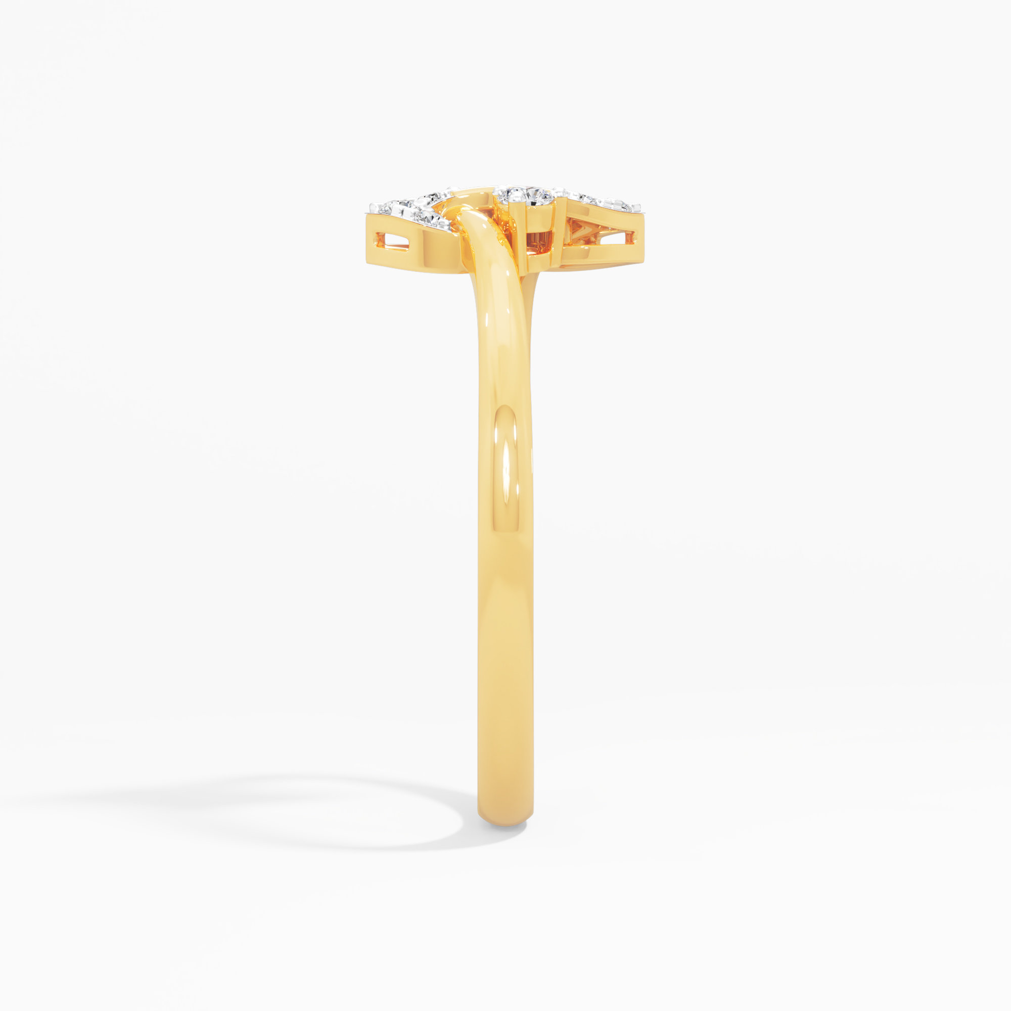 Serpentine Bloom Bypass Ring in 9KT Yellow Gold (Diamond Quality: FG-VVS VS)