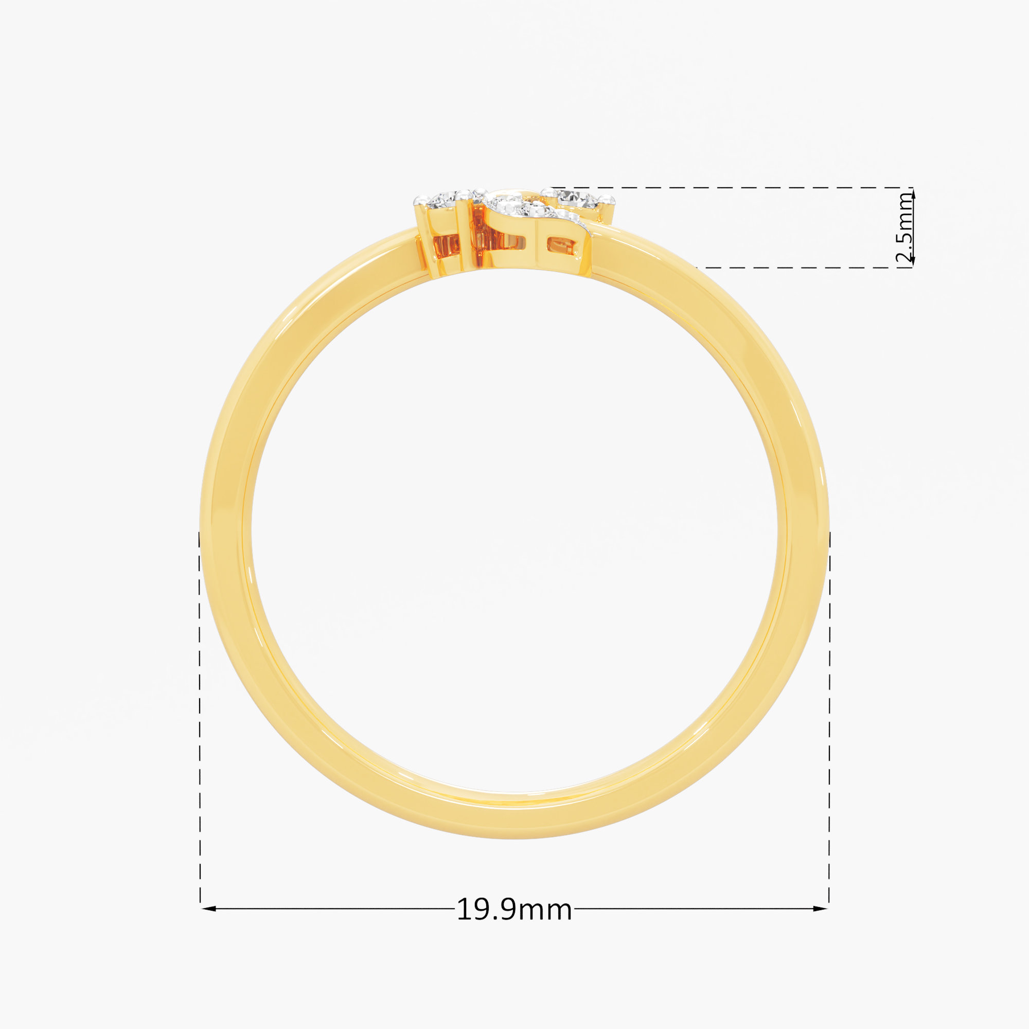 Serpentine Bloom Bypass Ring in 9KT Yellow Gold (Diamond Quality: FG-VVS VS)