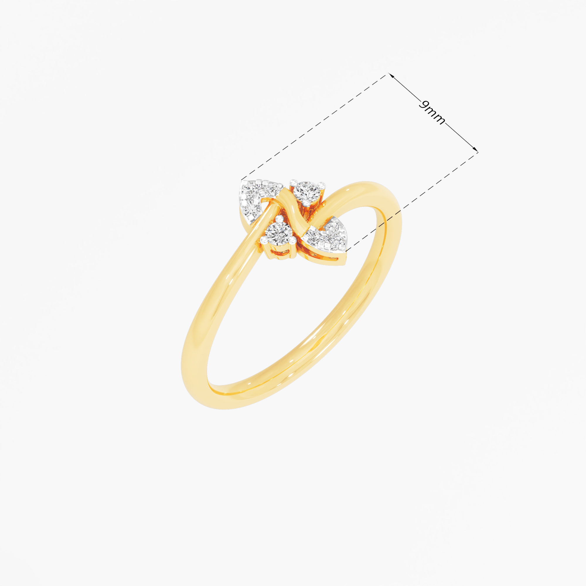 Serpentine Bloom Bypass Ring in 9KT Yellow Gold (Diamond Quality: FG-VVS VS)