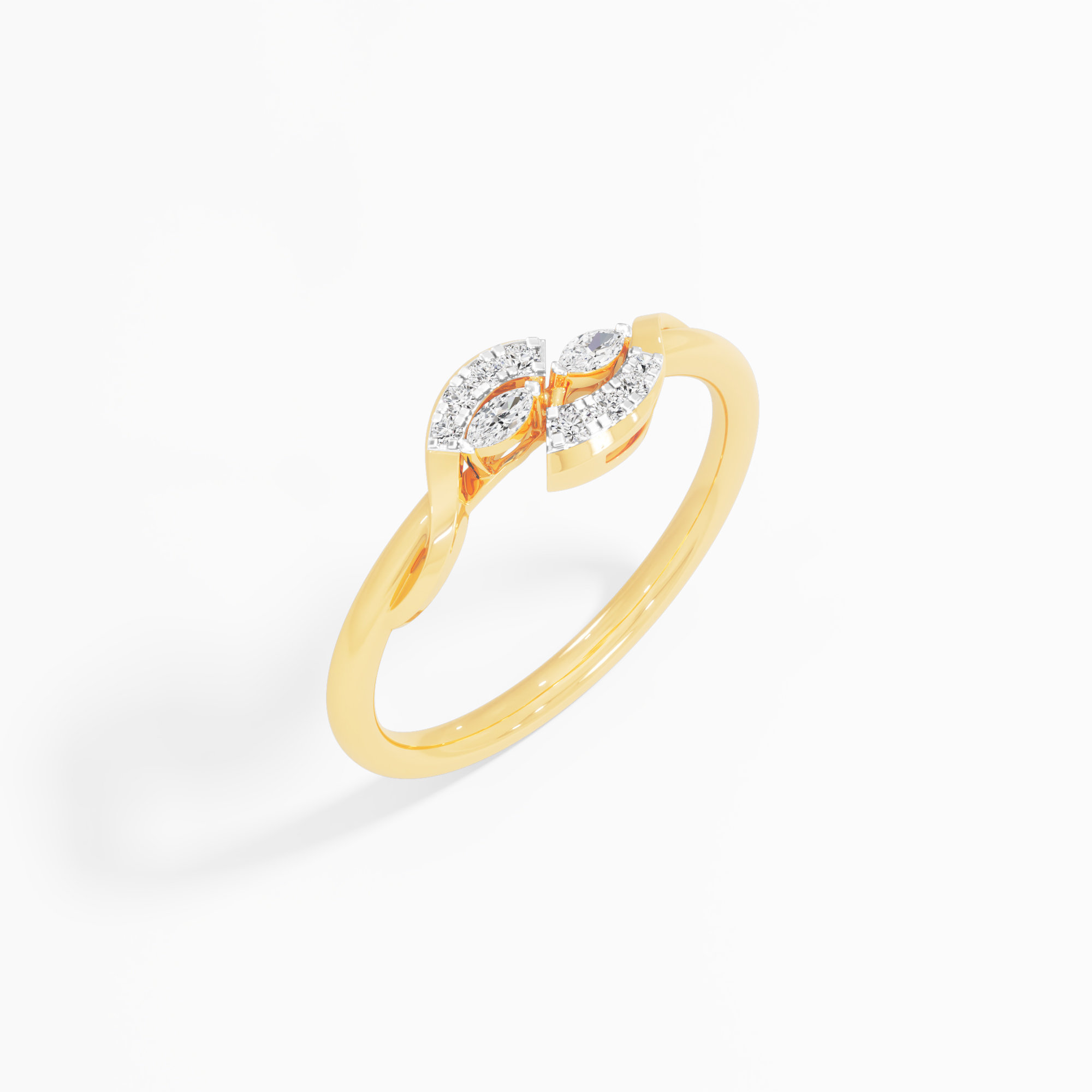 Streamlet Sparkle Bypass Ring in 9KT Yellow Gold (Diamond Quality: FG-VVS VS)