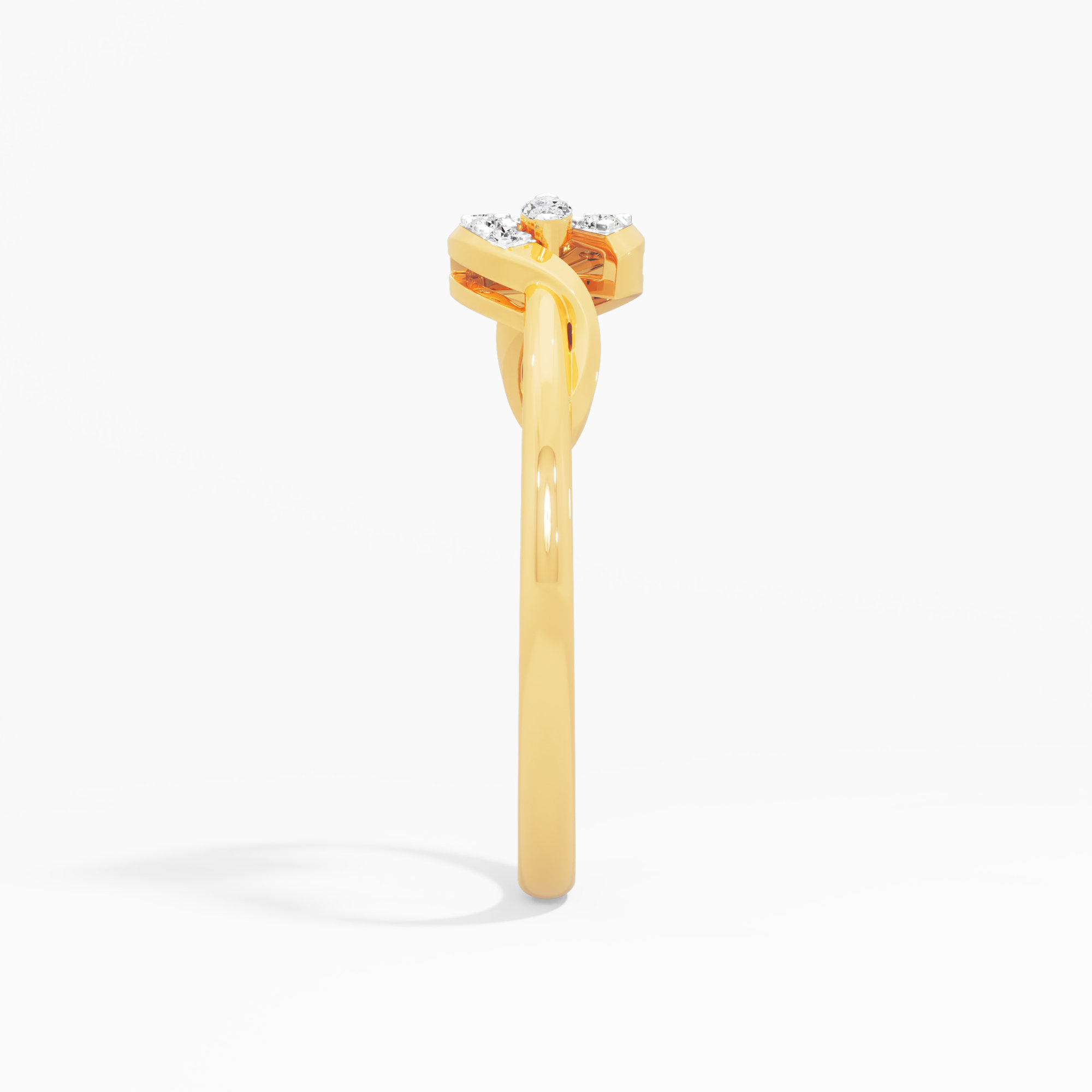 Streamlet Sparkle Bypass Ring in 9KT Yellow Gold (Diamond Quality: FG-VVS VS)