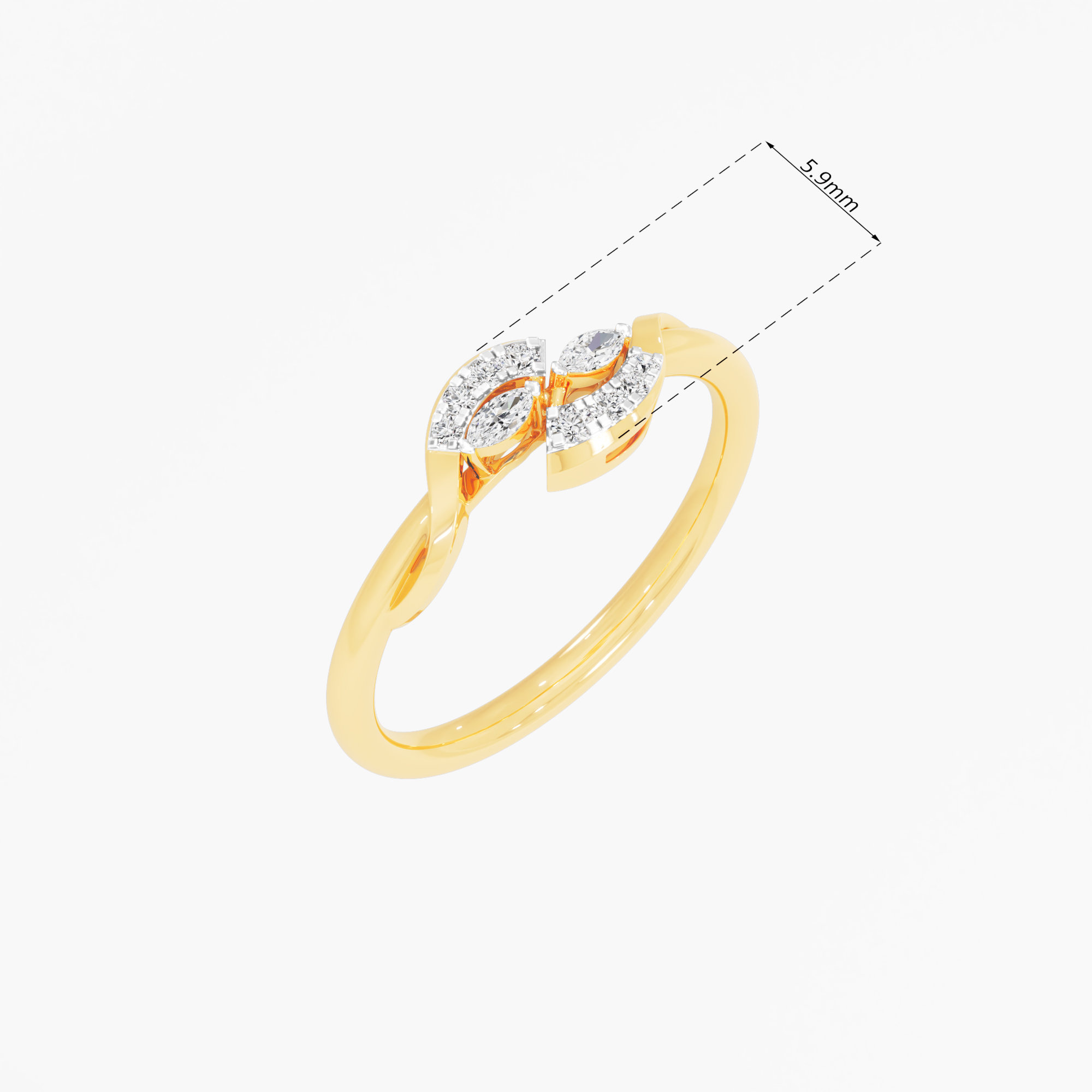 Streamlet Sparkle Bypass Ring in 9KT Yellow Gold (Diamond Quality: FG-VVS VS)