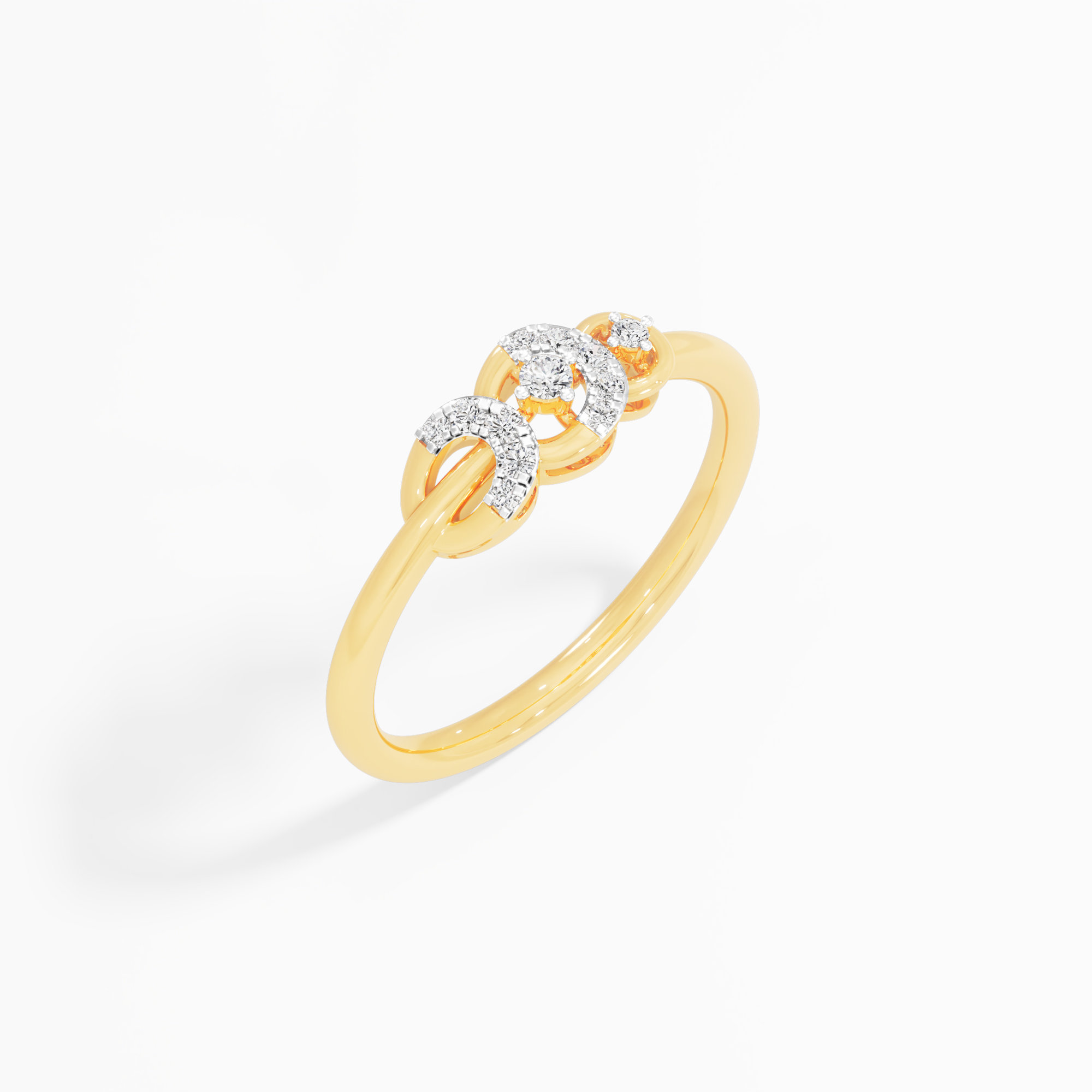 Crescent Bloom Halos Ring in 9KT Yellow Gold (Diamond Quality: FG-VVS VS)