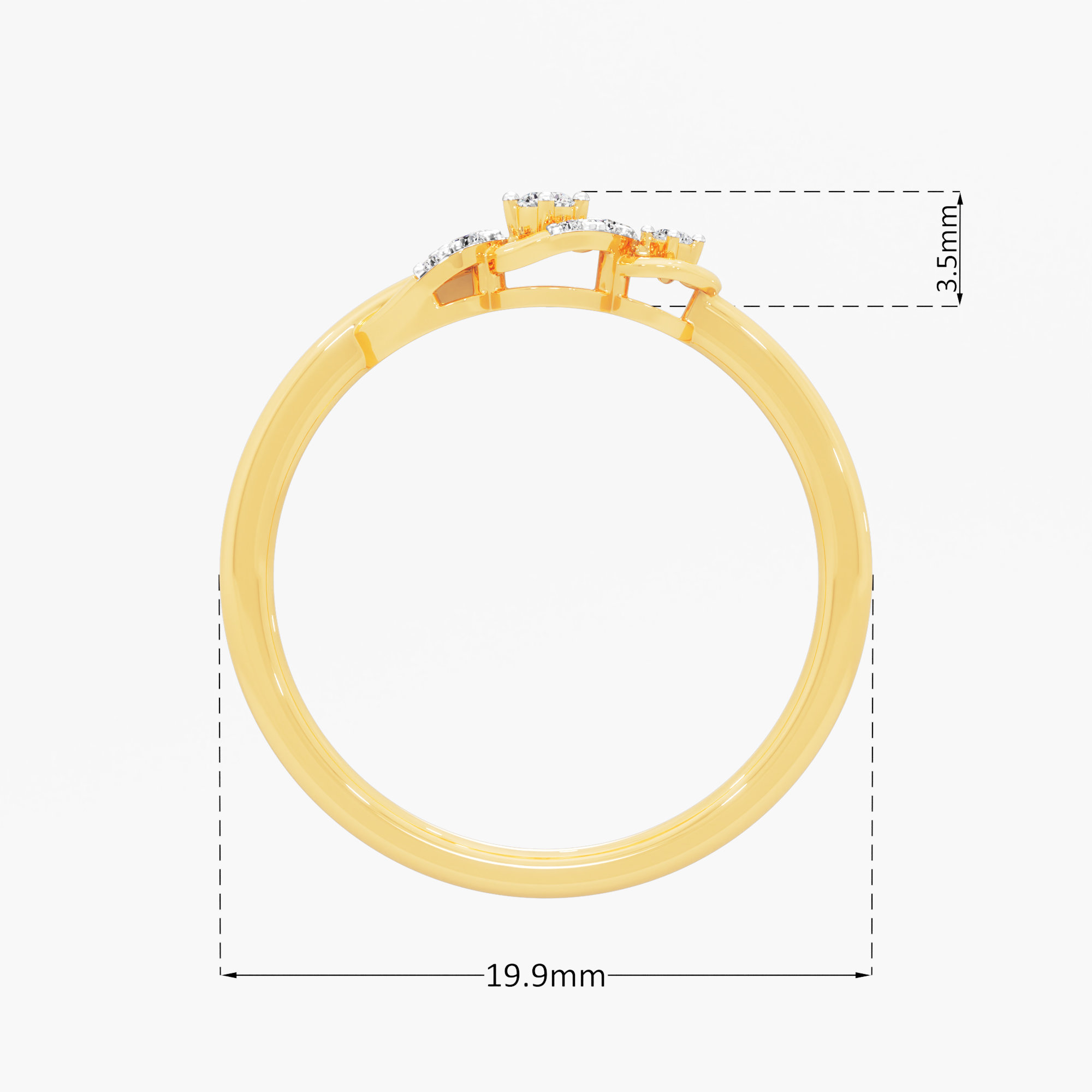 Crescent Bloom Halos Ring in 9KT Yellow Gold (Diamond Quality: FG-VVS VS)