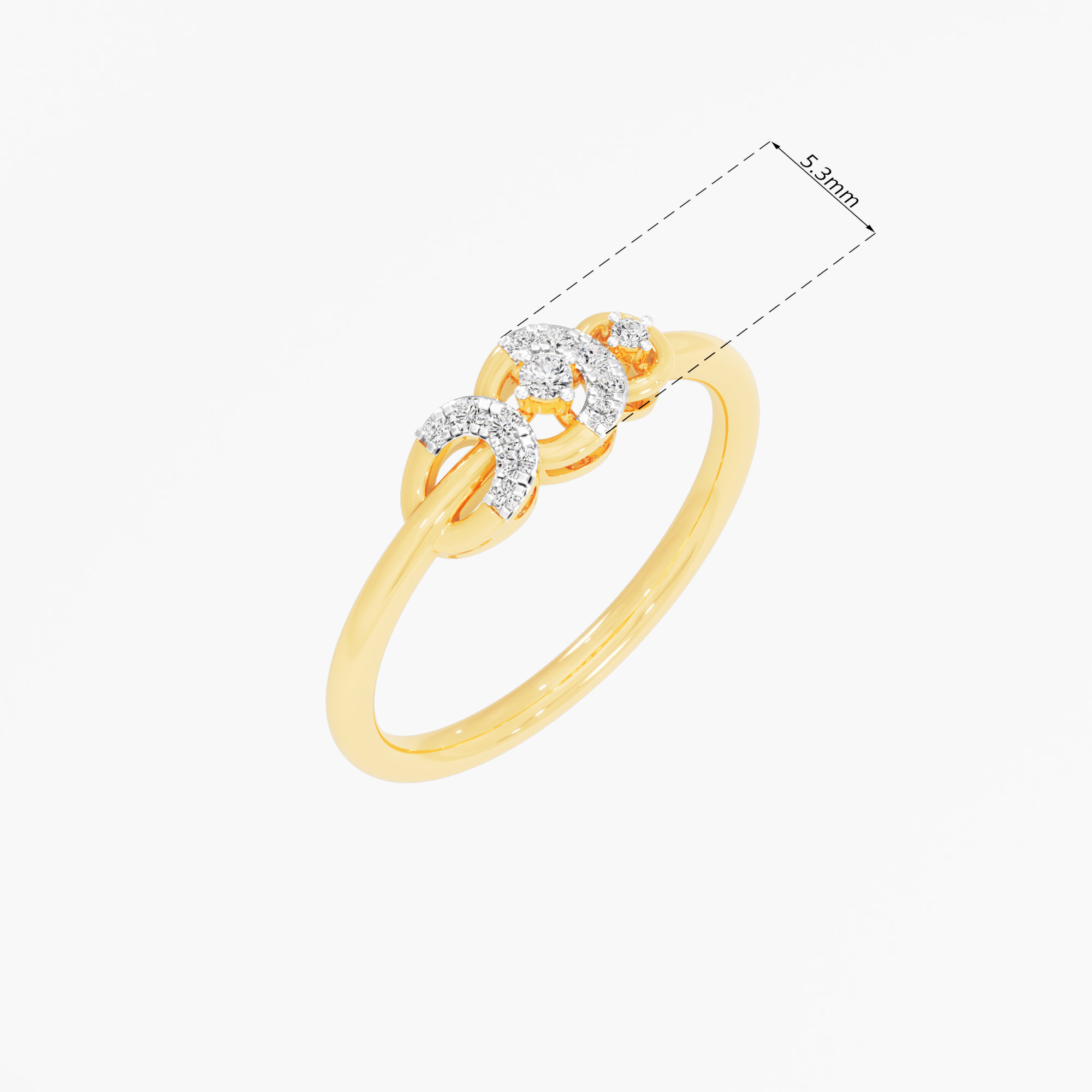 Crescent Bloom Halos Ring in 9KT Yellow Gold (Diamond Quality: FG-VVS VS)