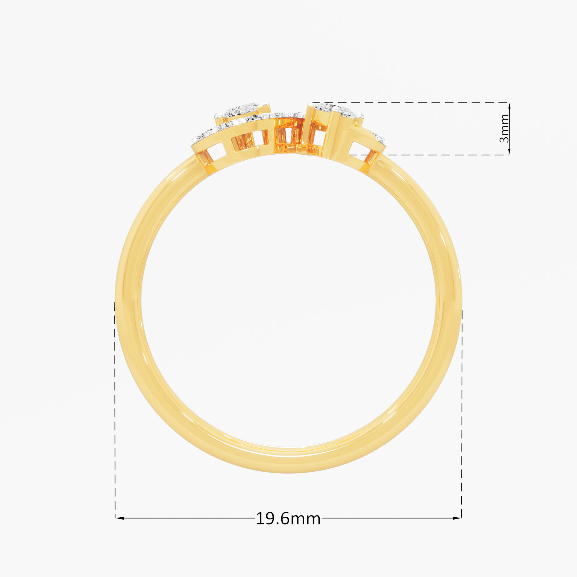 Endless Brilliance Bypass Ring in 9KT Yellow Gold (Diamond Quality: FG-VVS VS)