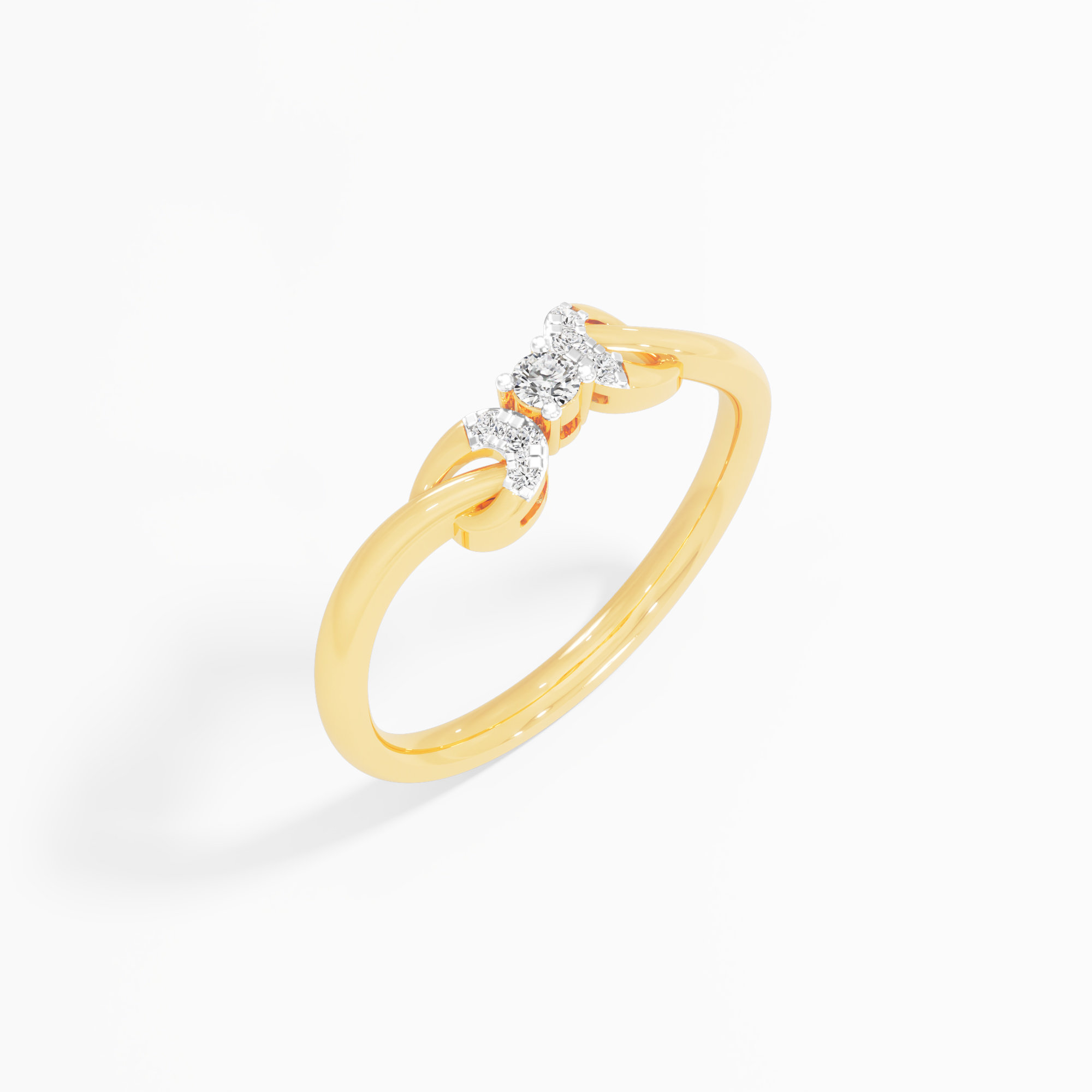 Bow Sparkle Diamond Ring in 9KT Yellow Gold (Diamond Quality: FG-VVS VS)