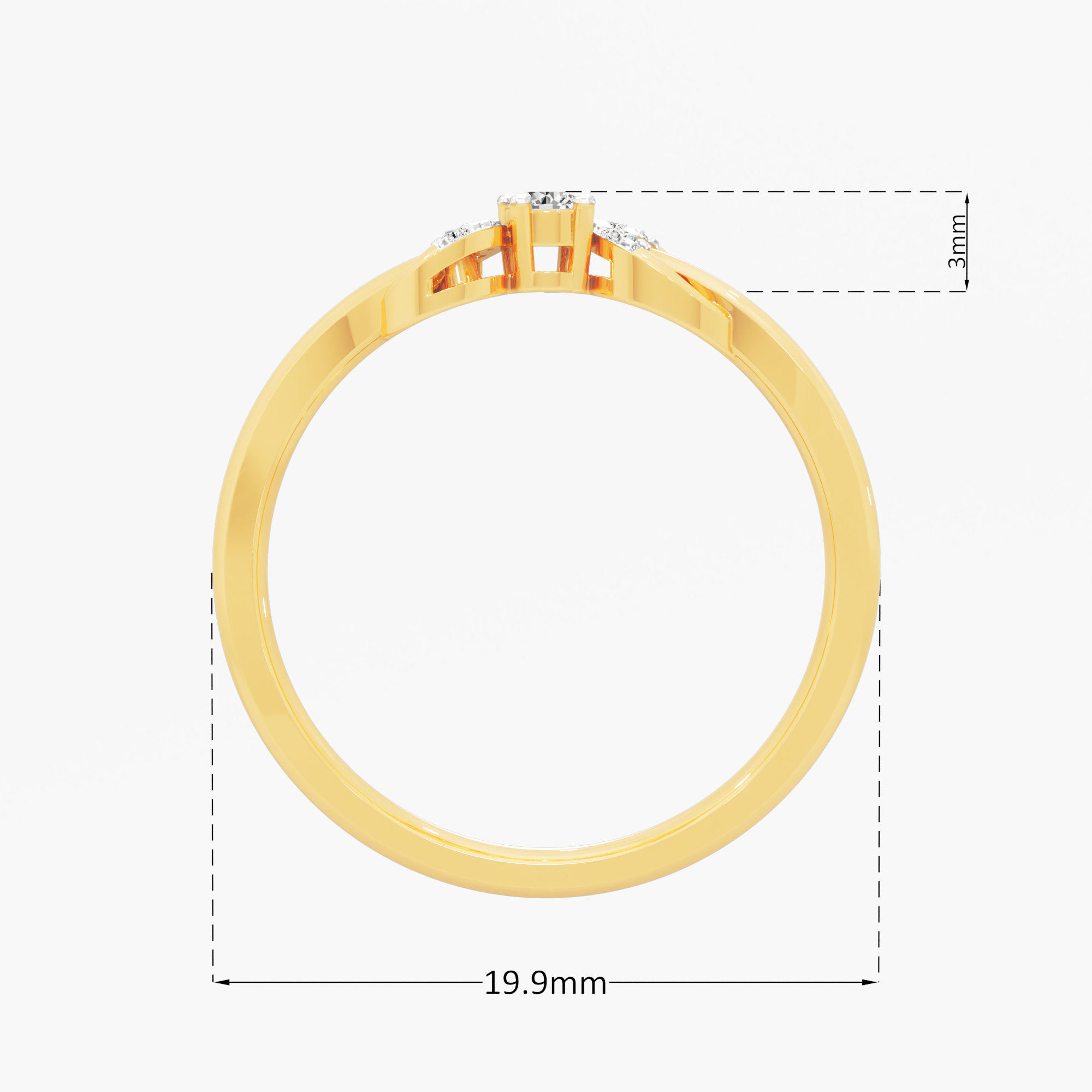 Bow Sparkle Diamond Ring in 9KT Yellow Gold (Diamond Quality: FG-VVS VS)