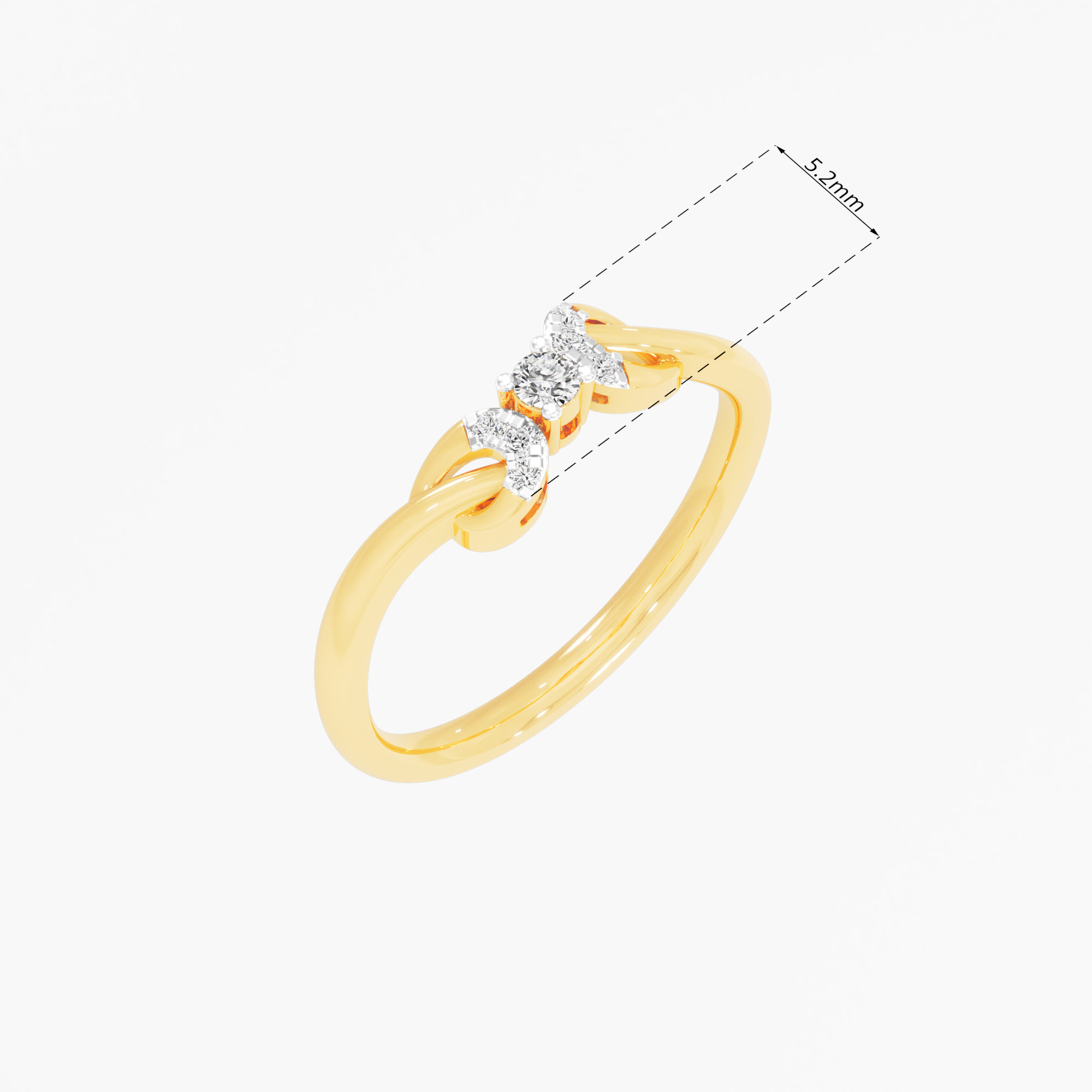 Bow Sparkle Diamond Ring in 9KT Yellow Gold (Diamond Quality: FG-VVS VS)