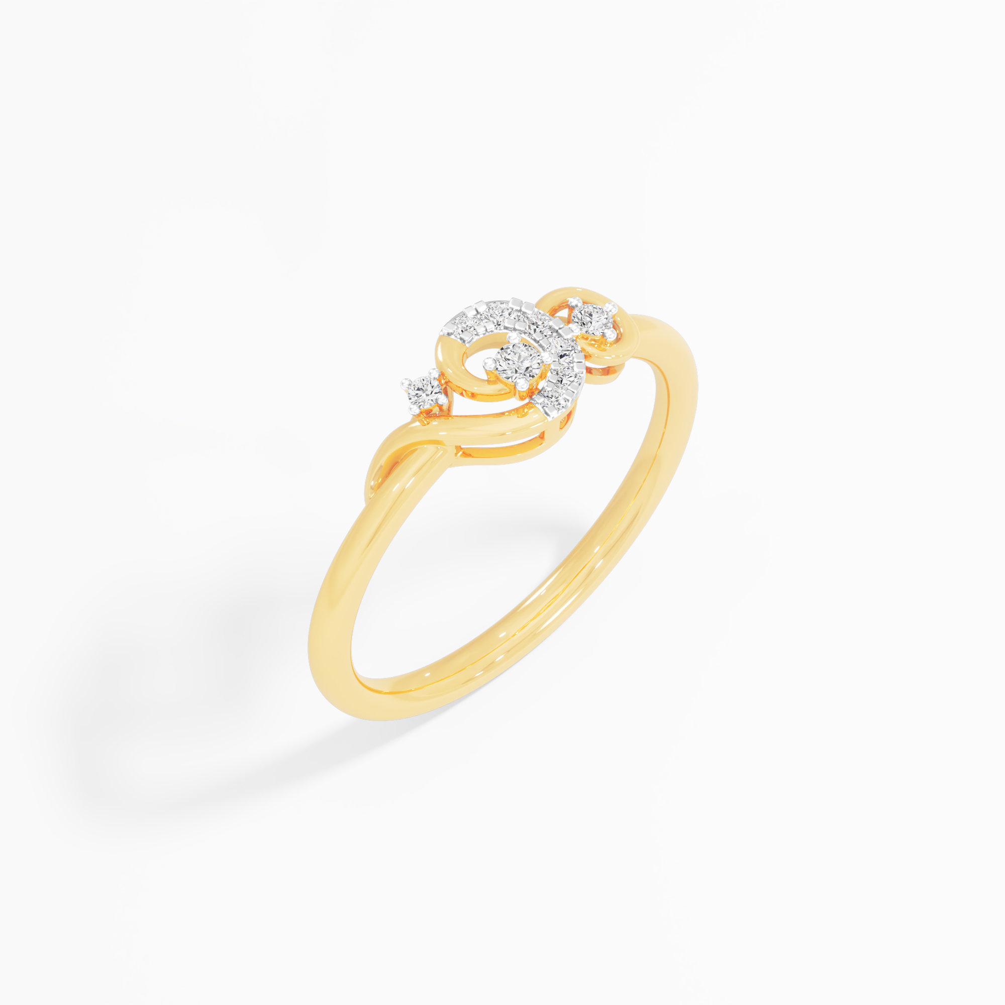 Whimsical Swirl Bypass Ring in 9KT Yellow Gold (Diamond Quality: FG-VVS VS)