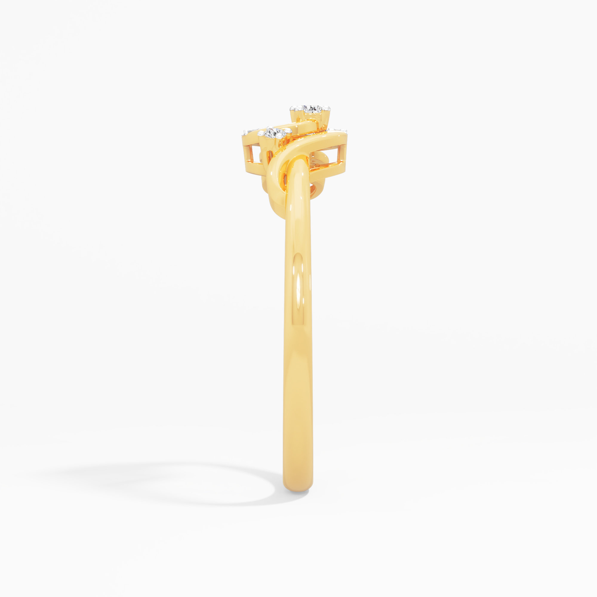 Whimsical Swirl Bypass Ring in 9KT Yellow Gold (Diamond Quality: FG-VVS VS)