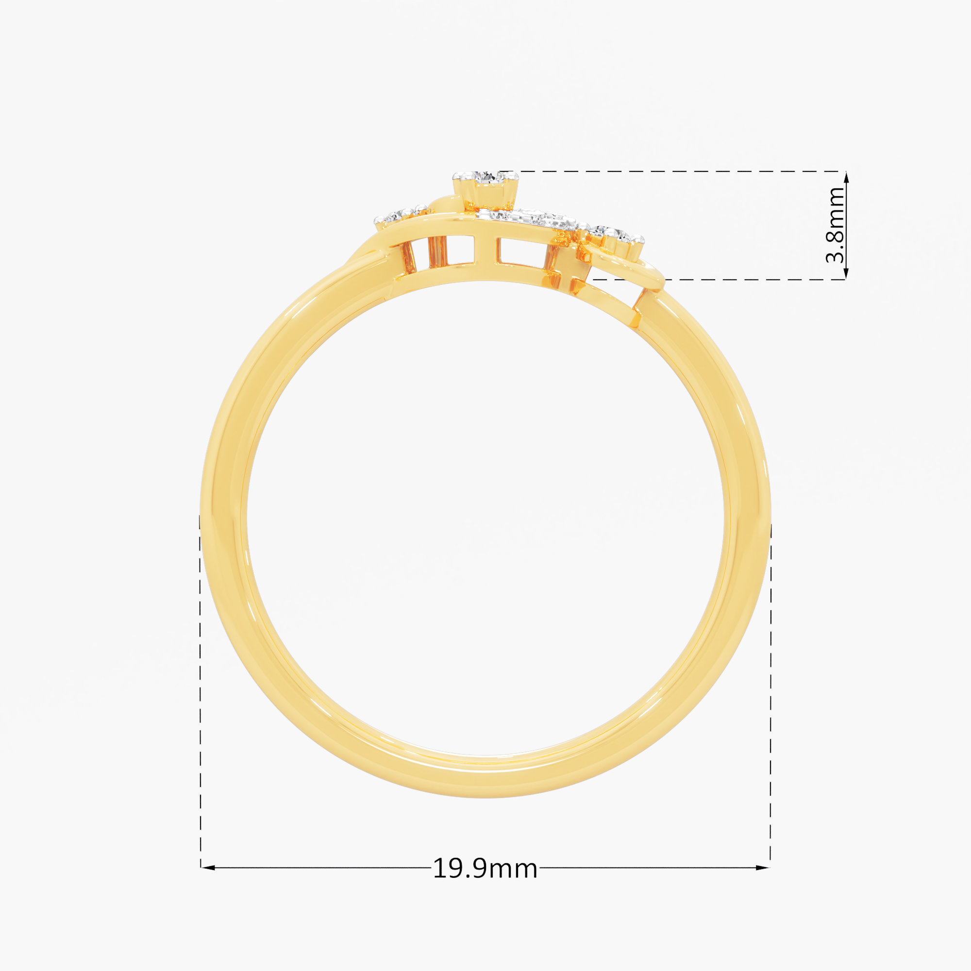 Whimsical Swirl Bypass Ring in 9KT Yellow Gold (Diamond Quality: FG-VVS VS)