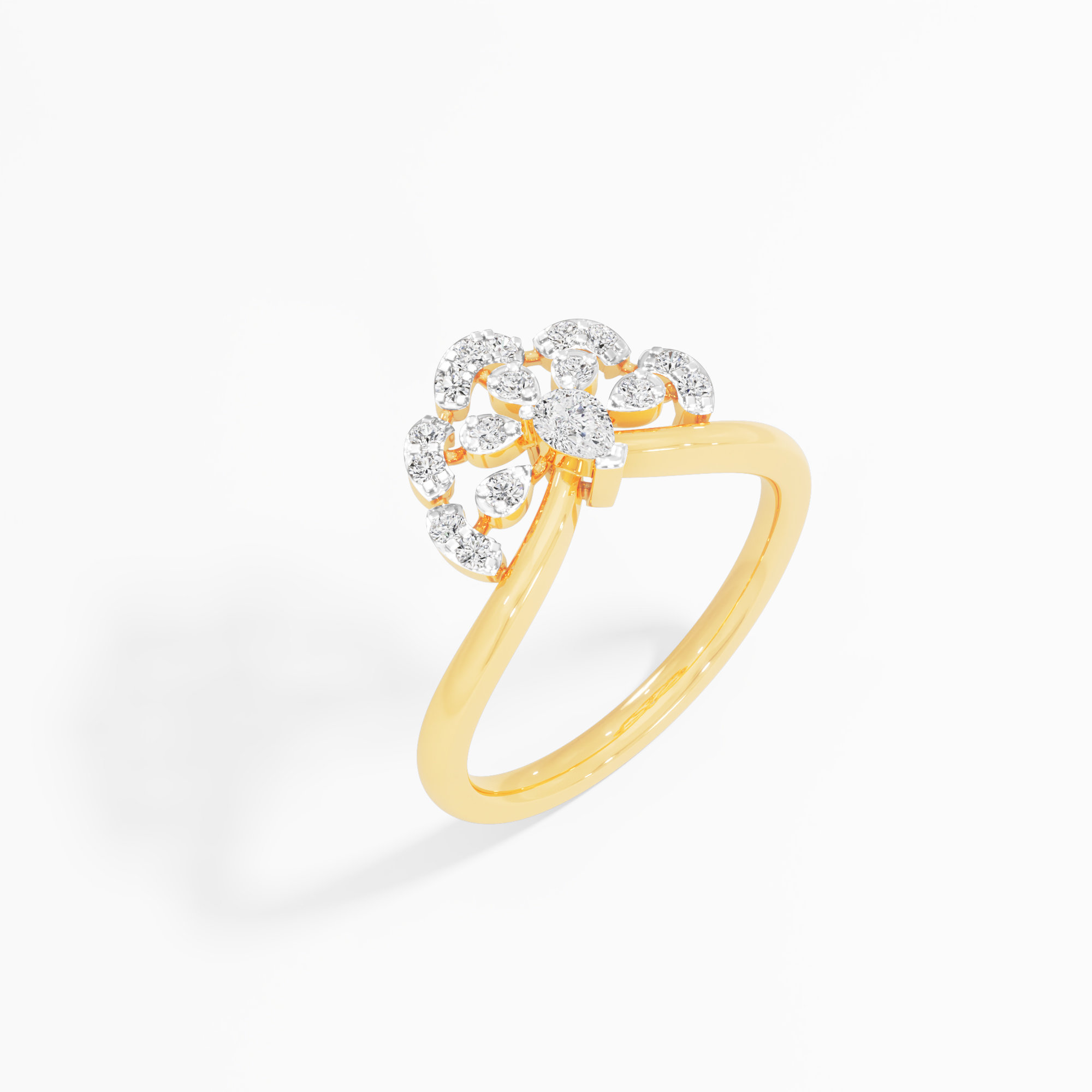 Empress Crown Diamond Ring in 9KT Yellow Gold (Diamond Quality: FG-VVS VS)