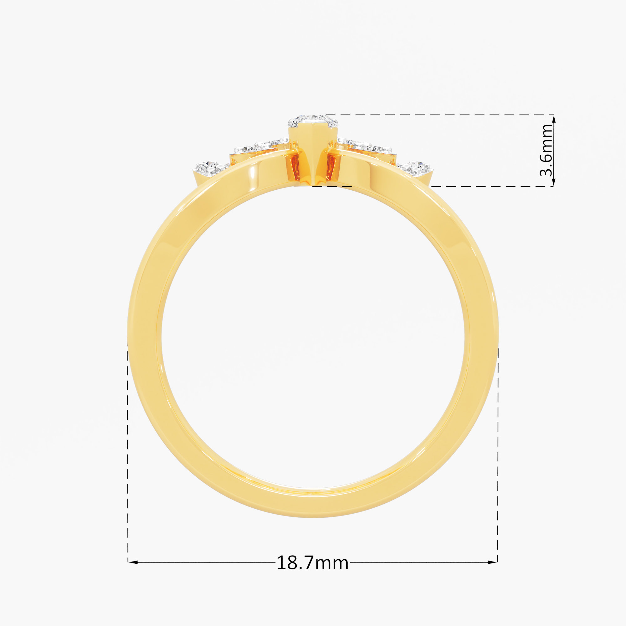 Empress Crown Diamond Ring in 9KT Yellow Gold (Diamond Quality: FG-VVS VS)
