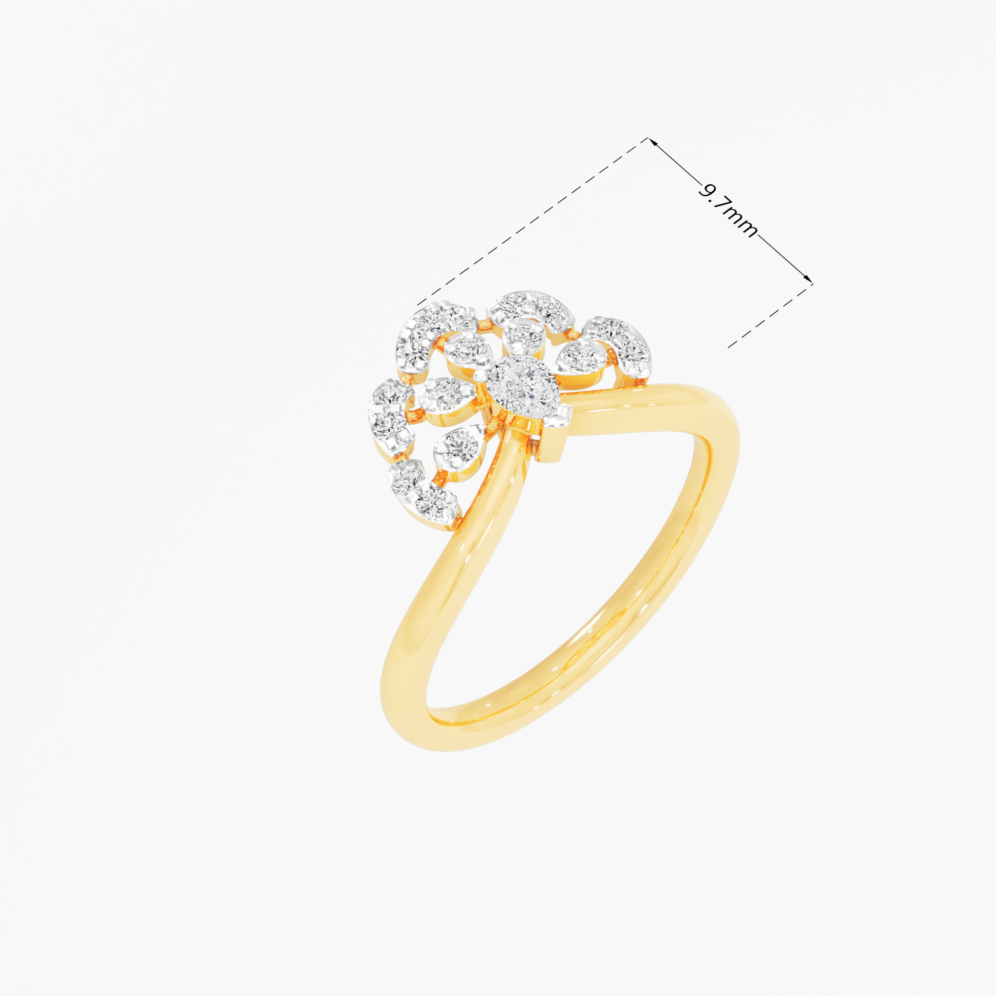 Empress Crown Diamond Ring in 9KT Yellow Gold (Diamond Quality: FG-VVS VS)