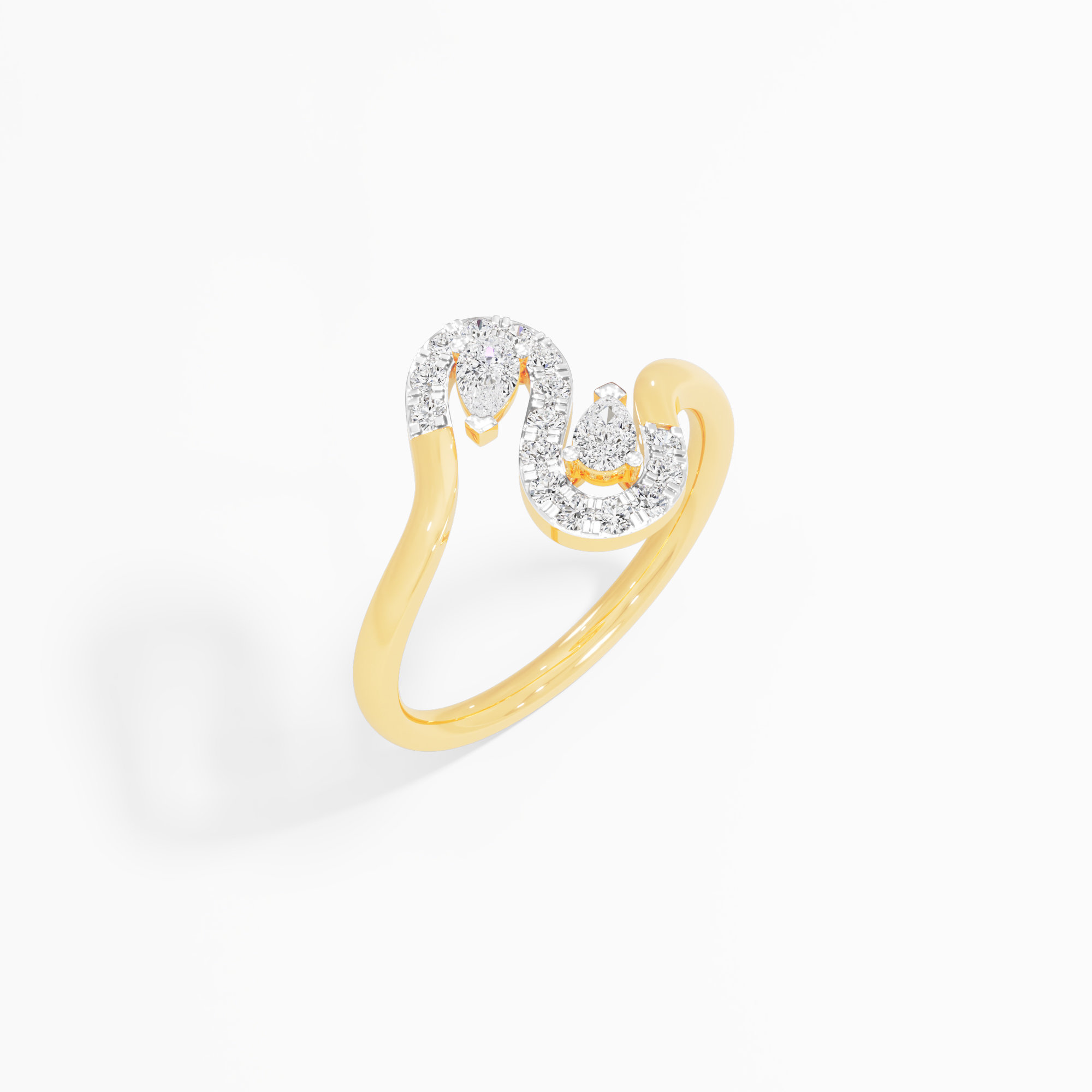 Serpentine Sparkle Diamond Ring in 9KT Yellow Gold (Diamond Quality: FG-VVS VS)