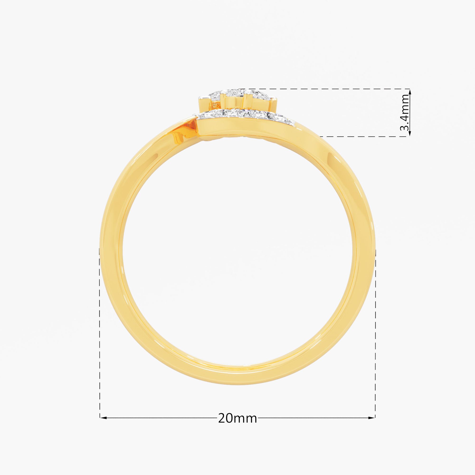 Serpentine Sparkle Diamond Ring in 9KT Yellow Gold (Diamond Quality: FG-VVS VS)