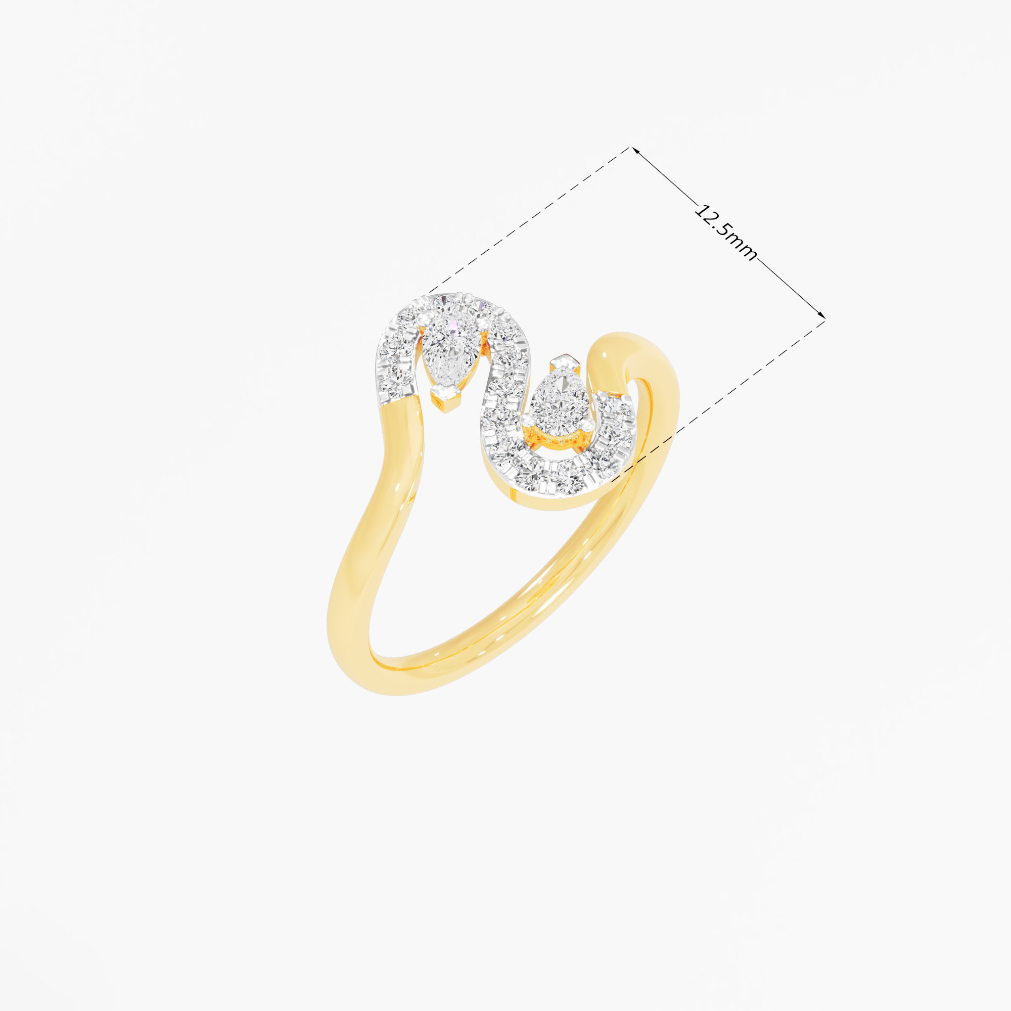 Serpentine Sparkle Diamond Ring in 9KT Yellow Gold (Diamond Quality: FG-VVS VS)