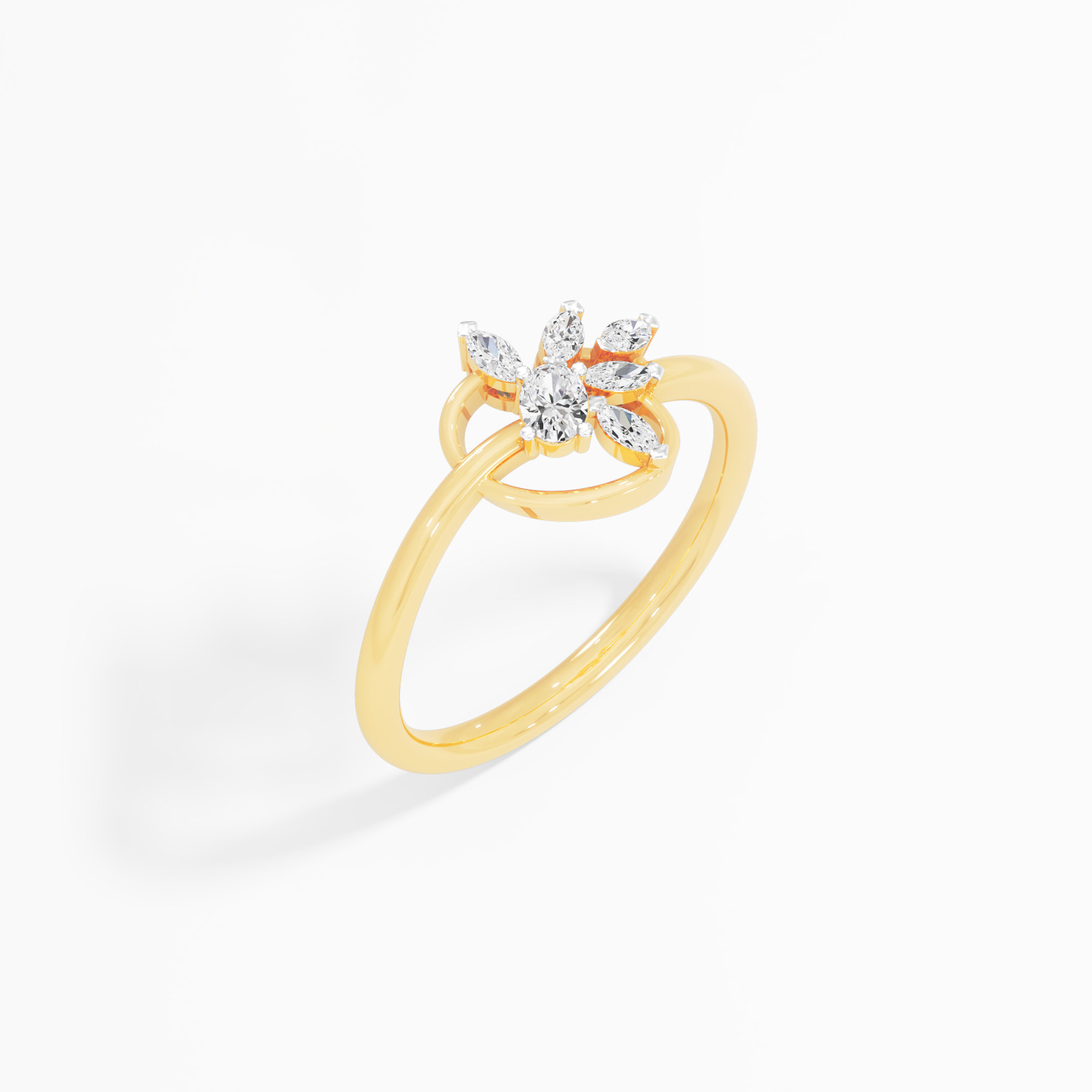 Dawn Petal Diamond Ring in 9KT Yellow Gold (Diamond Quality: FG-VVS VS)