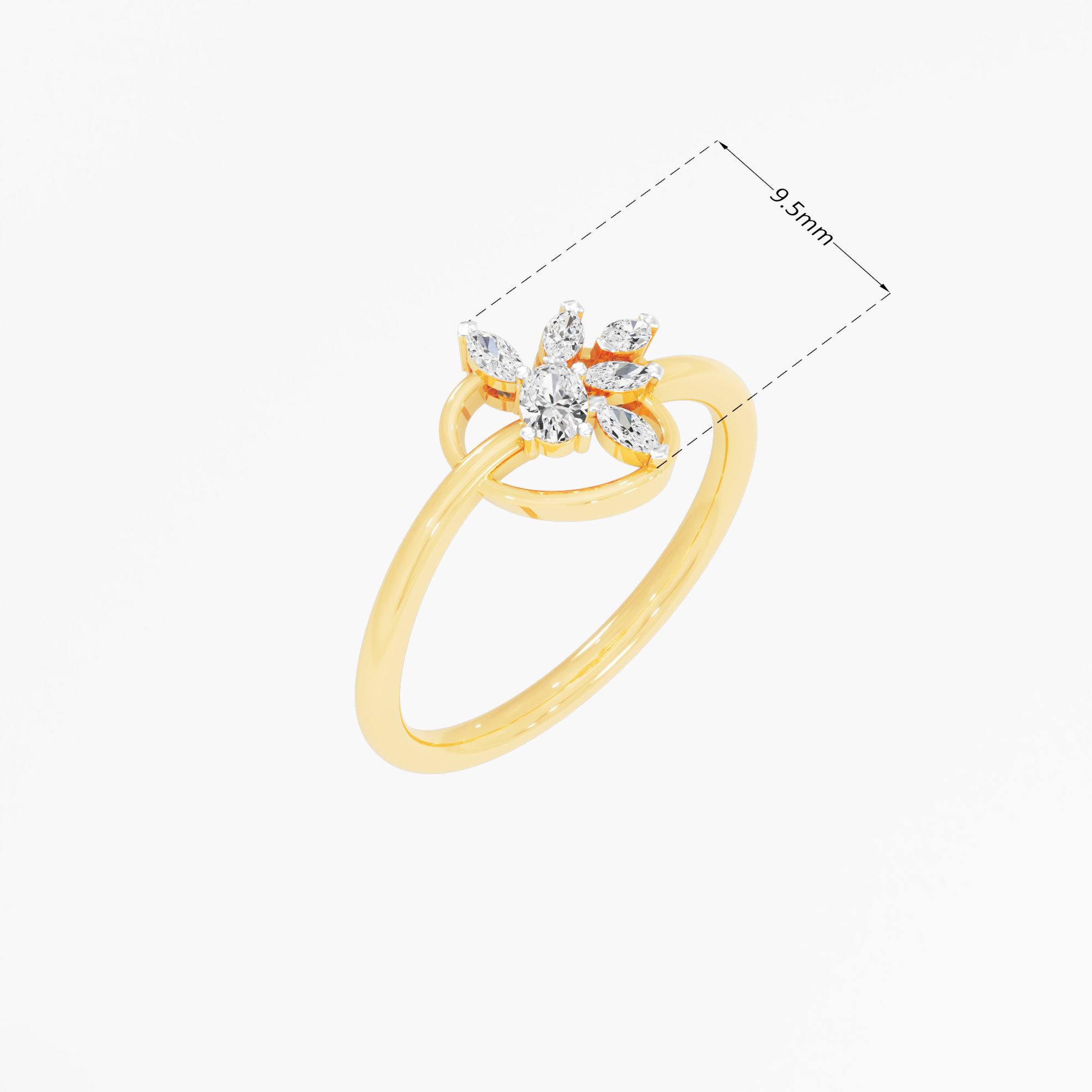 Dawn Petal Diamond Ring in 9KT Yellow Gold (Diamond Quality: FG-VVS VS)