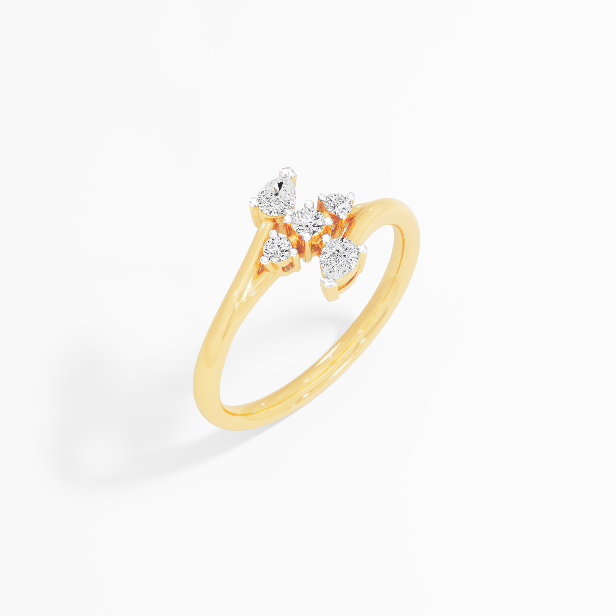 Ocean Glimmer Diamond Ring in 9KT Yellow Gold (Diamond Quality: FG-VVS VS)