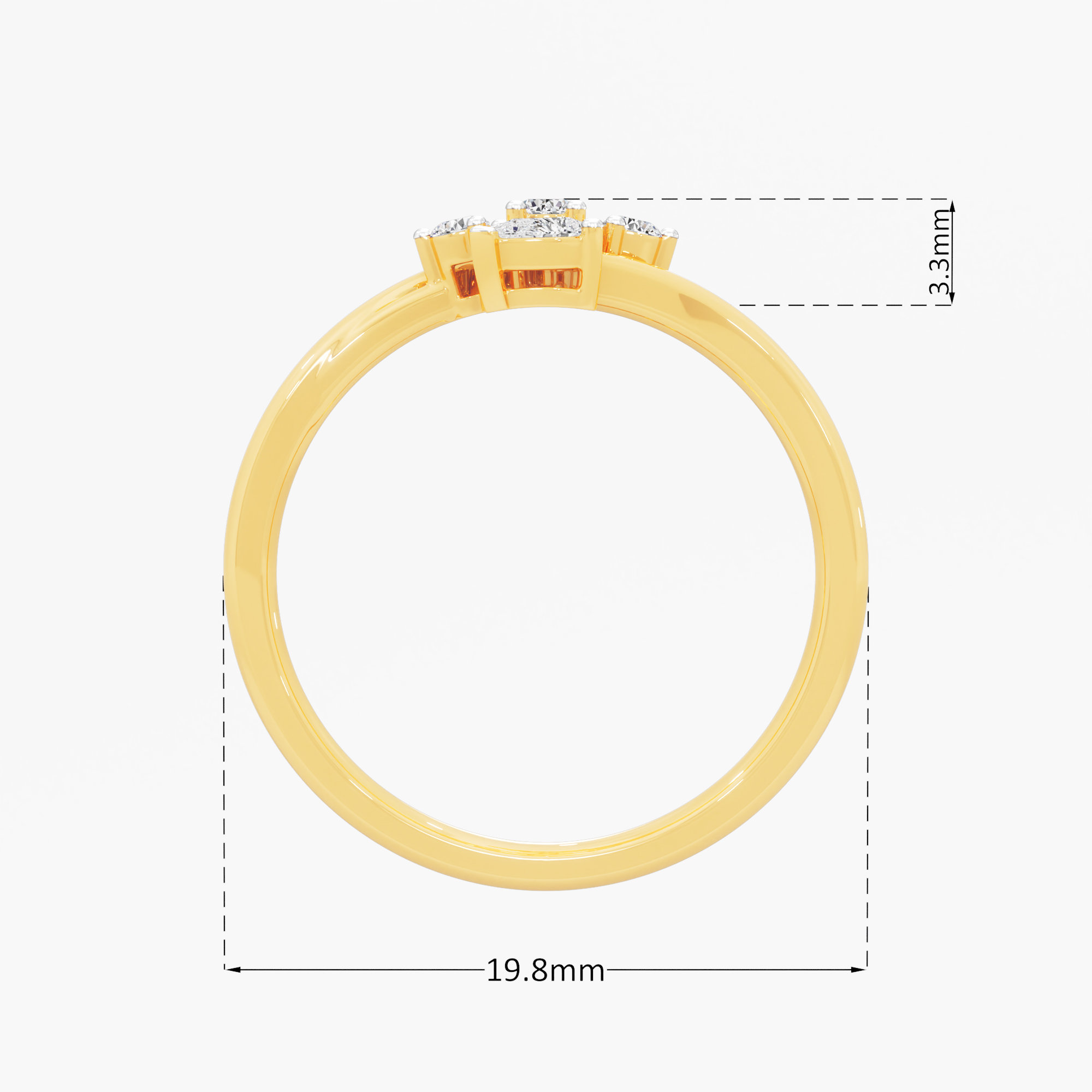 Ocean Glimmer Diamond Ring in 9KT Yellow Gold (Diamond Quality: FG-VVS VS)