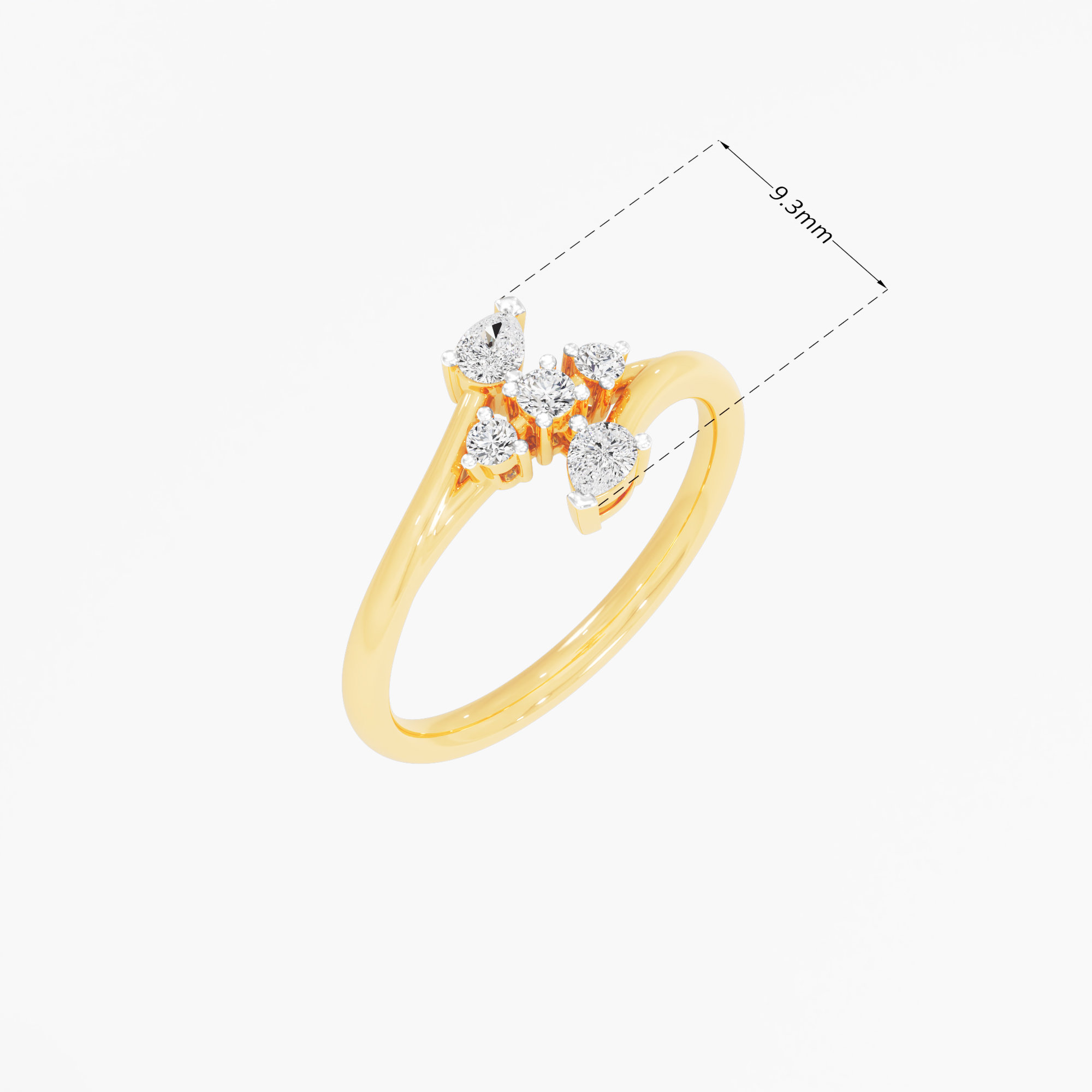 Ocean Glimmer Diamond Ring in 9KT Yellow Gold (Diamond Quality: FG-VVS VS)