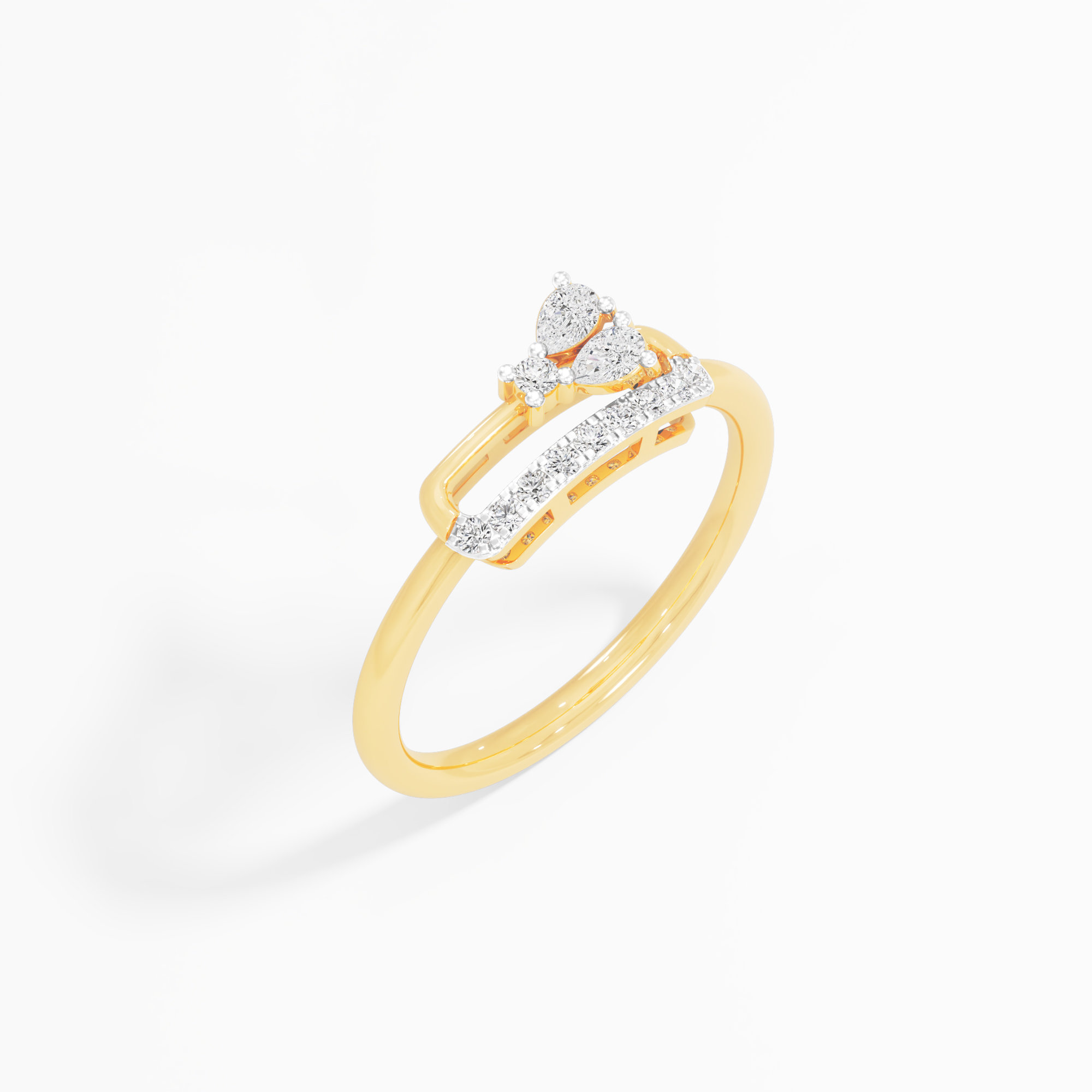 Teardrop Bloom Cocktail Ring in 9KT Yellow Gold (Diamond Quality: FG-VVS VS)