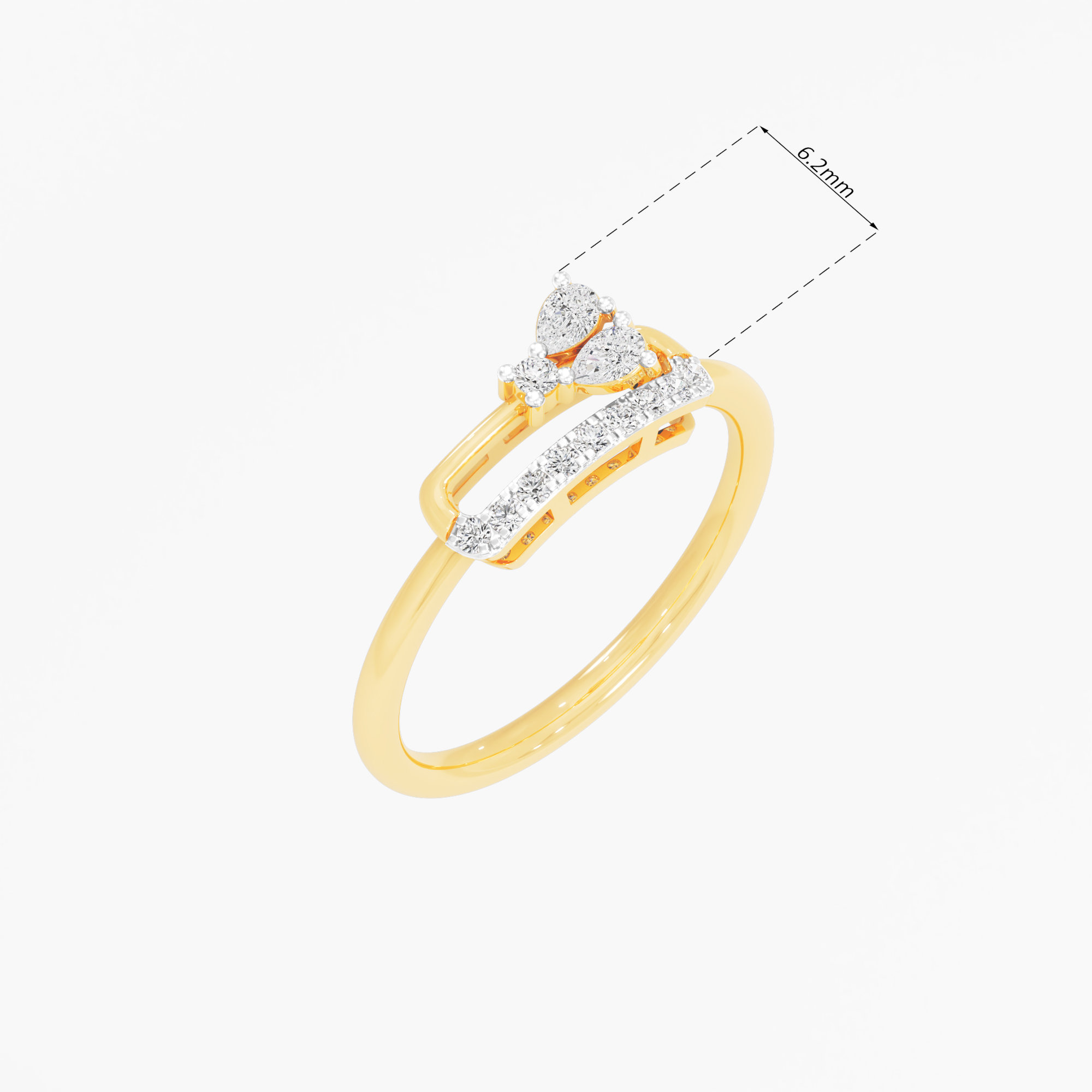 Teardrop Bloom Cocktail Ring in 9KT Yellow Gold (Diamond Quality: FG-VVS VS)