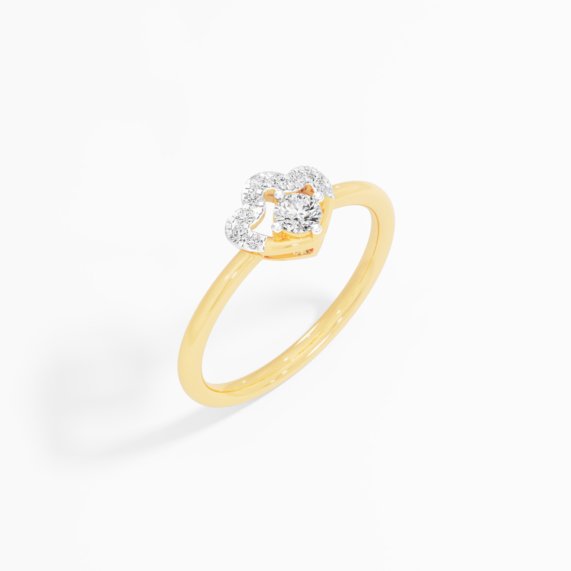 Heartfelt Radiance Halos Ring in 9KT Yellow Gold (Diamond Quality: FG-VVS VS)