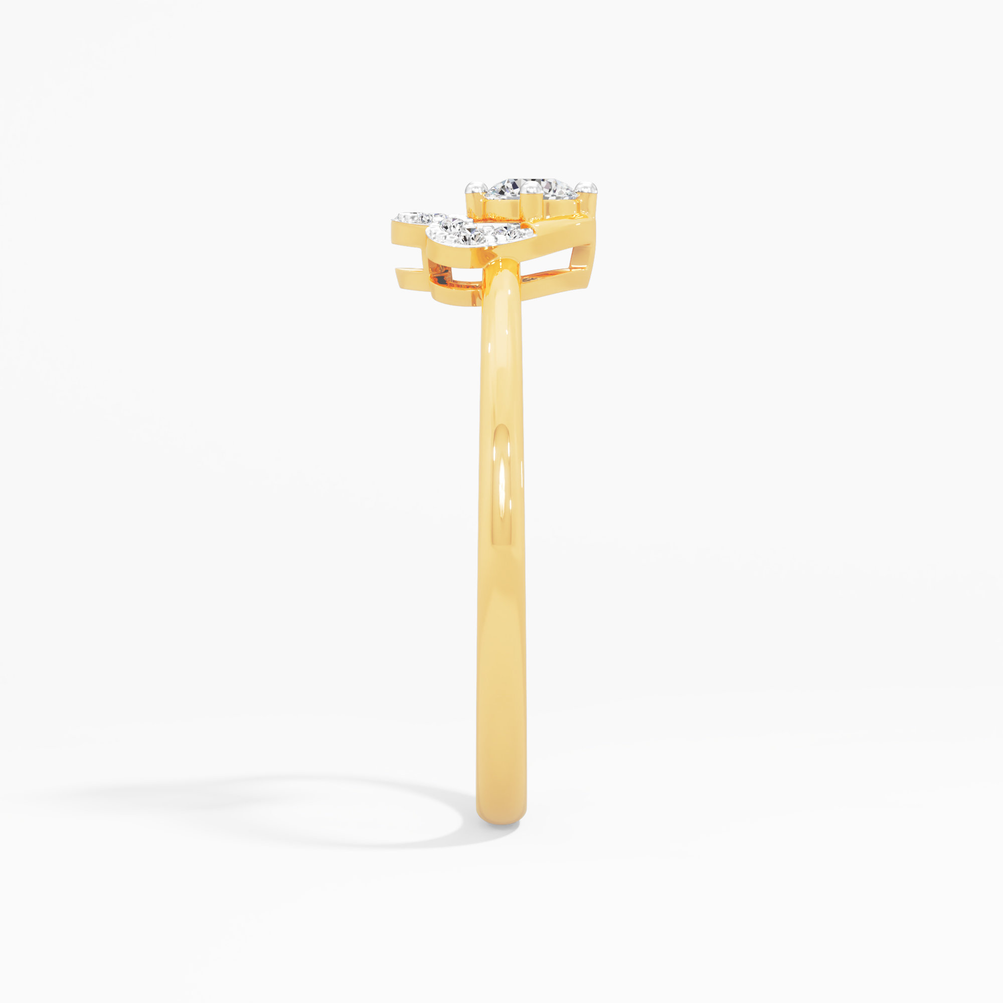 Heartfelt Radiance Halos Ring in 9KT Yellow Gold (Diamond Quality: FG-VVS VS)