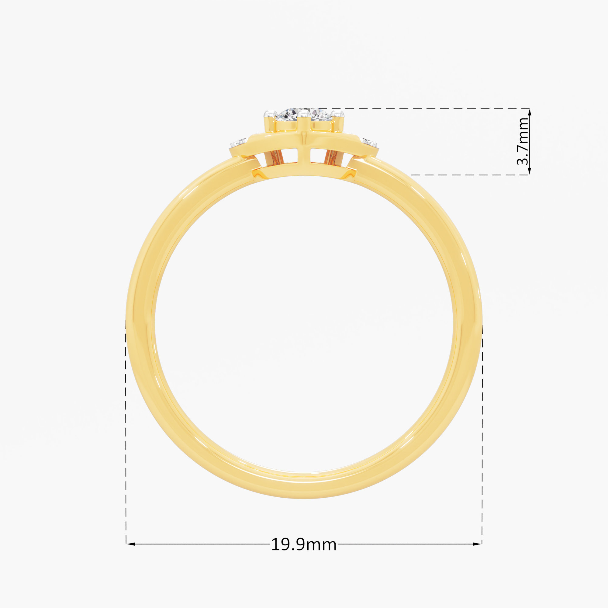 Heartfelt Radiance Halos Ring in 9KT Yellow Gold (Diamond Quality: FG-VVS VS)