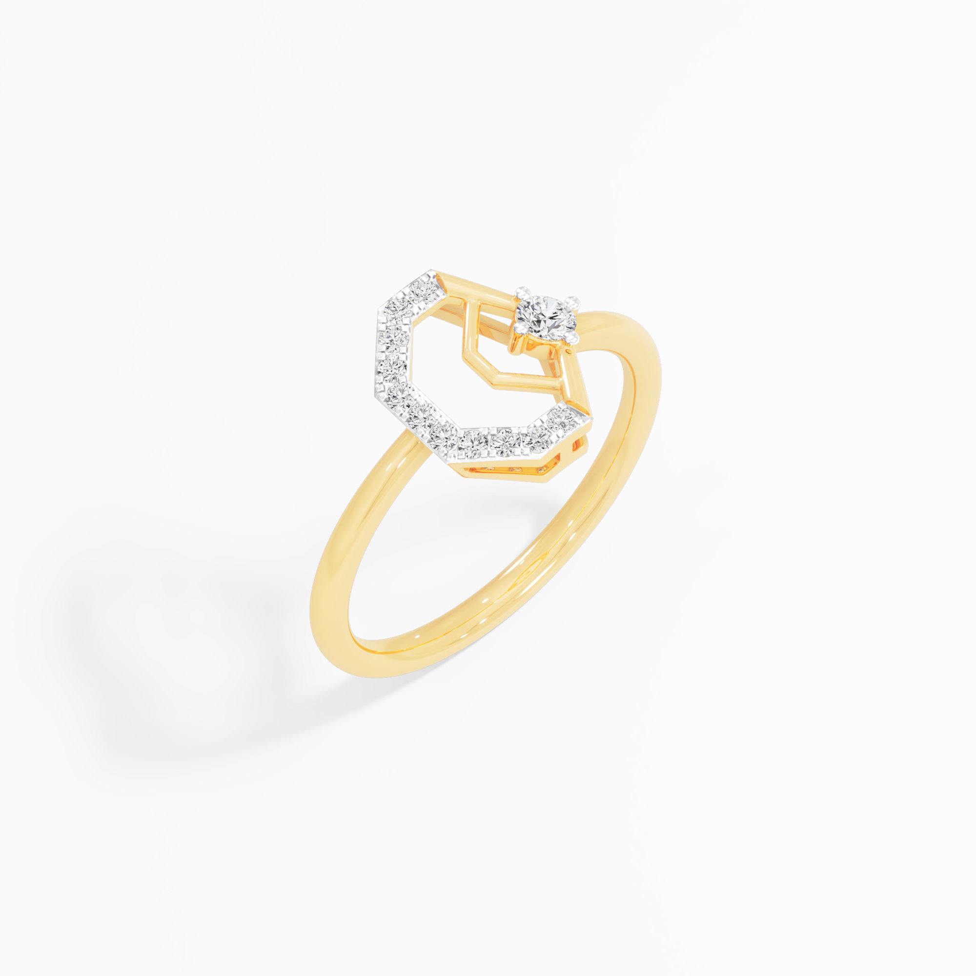 Radiant Frame Halos Ring in 9KT Yellow Gold (Diamond Quality: FG-VVS VS)