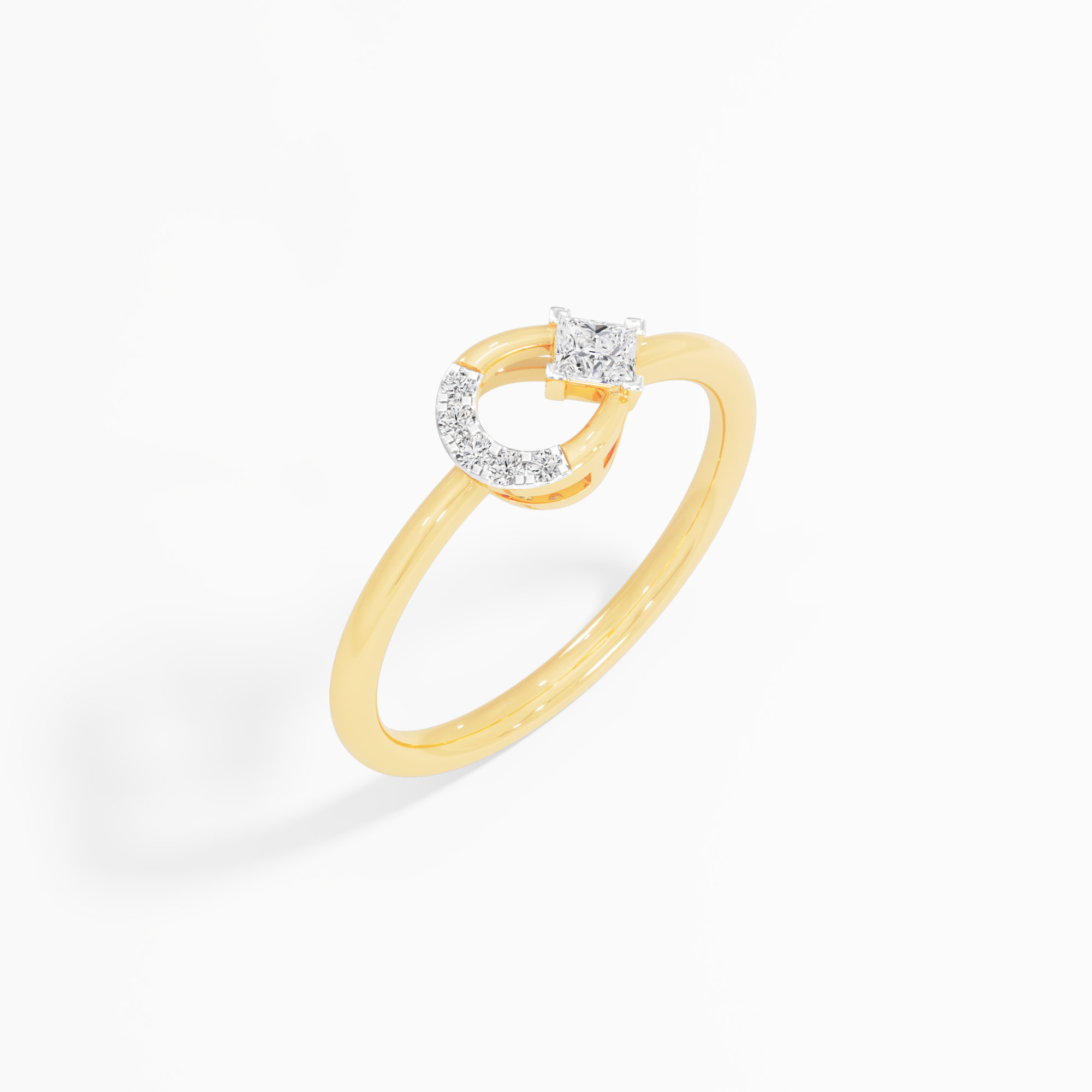 Lunar Crest Halos Ring in 9KT Yellow Gold (Diamond Quality: FG-VVS VS)