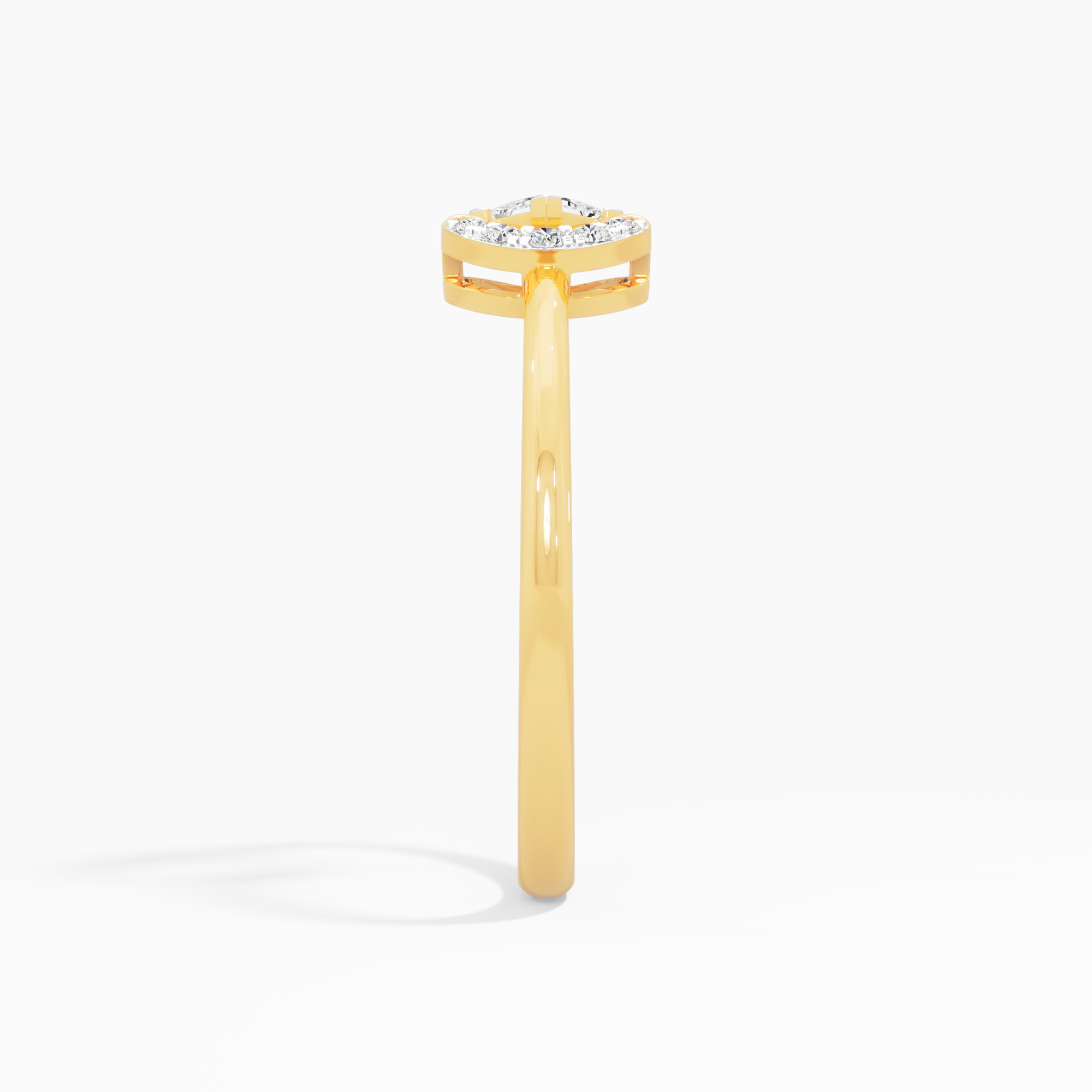 Lunar Crest Halos Ring in 9KT Yellow Gold (Diamond Quality: FG-VVS VS)
