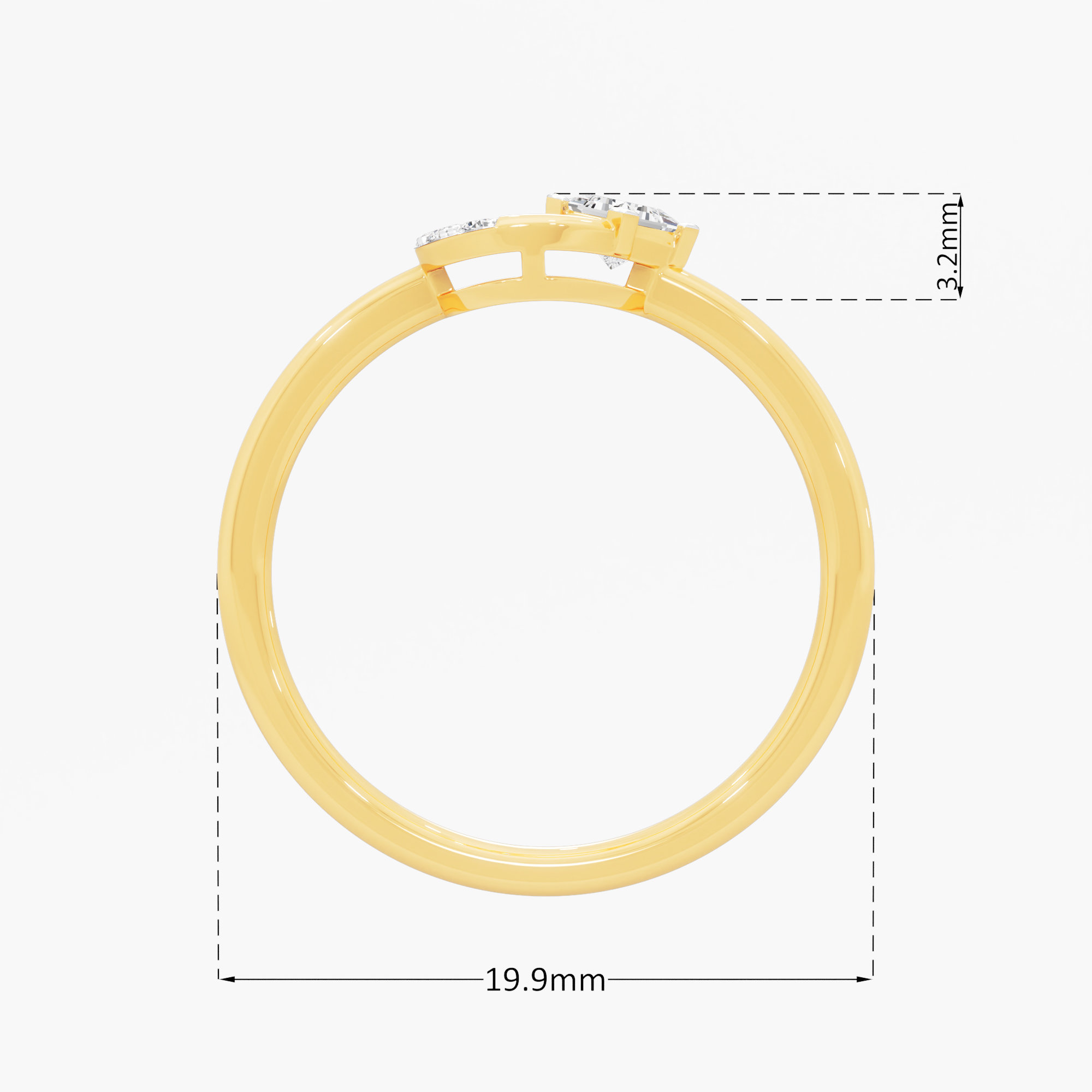 Lunar Crest Halos Ring in 9KT Yellow Gold (Diamond Quality: FG-VVS VS)